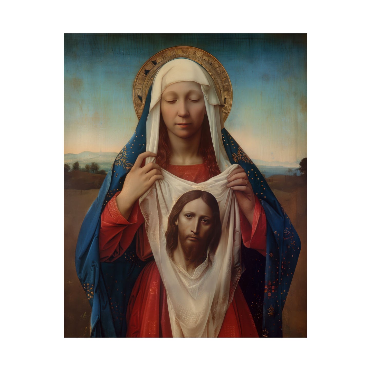 Saint Veronica / Saint Veronica's Veil - Sanctified Souls Print - Multiple Sizes - Premium Posters - Catholic Art - Christian painting
