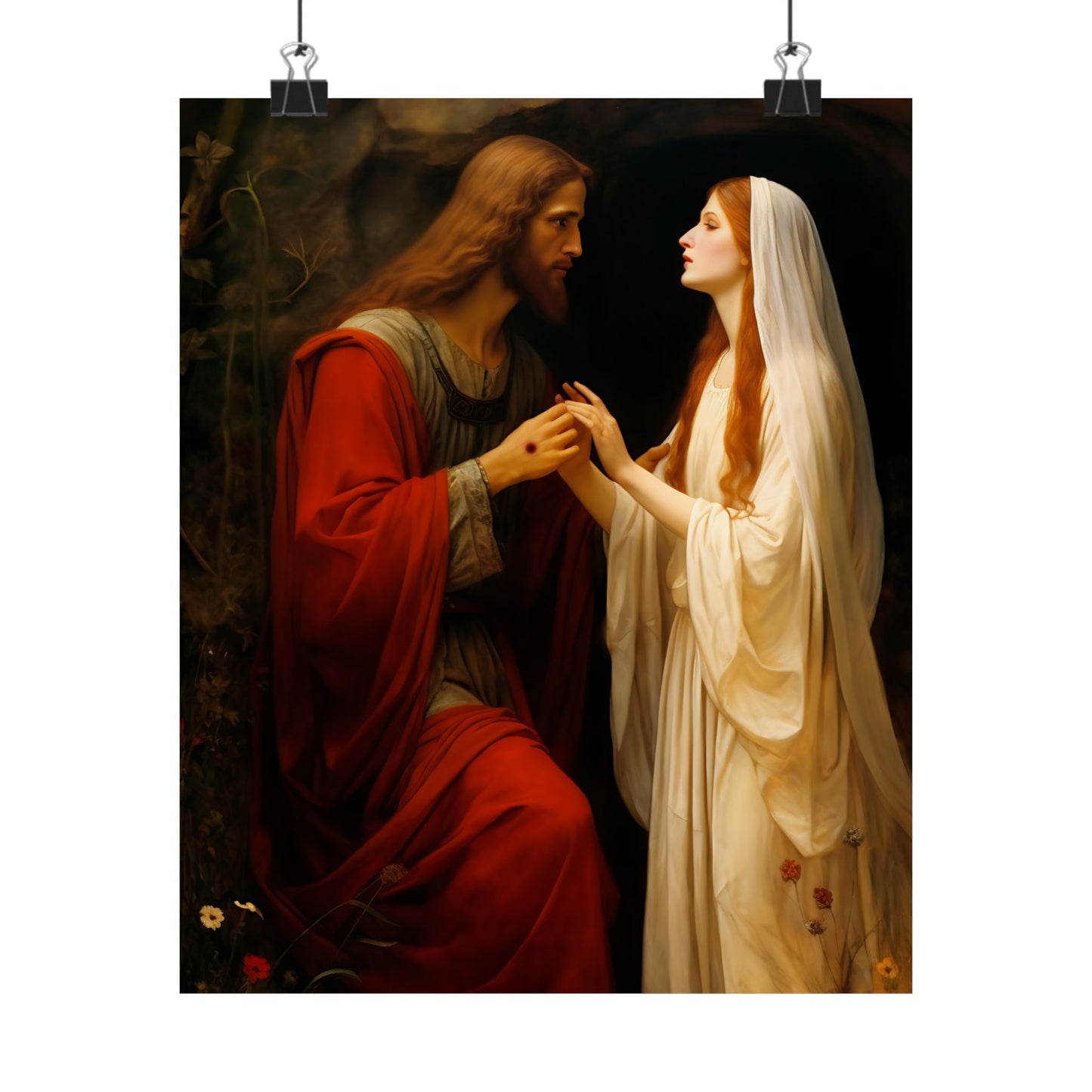 Revelation of Redemption: Mary Magdalene and the Risen Christ - Sanctified Souls Print - Multiple Sizes - Premium Matte Vertical Posters
