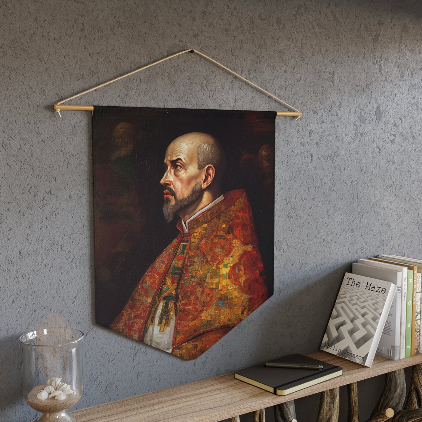 Ignatius of Loyola Wall Banner / Wall Hanging - Unique Religious Art for your home - Prayer room - Catholic Home Art - 18" x 21"