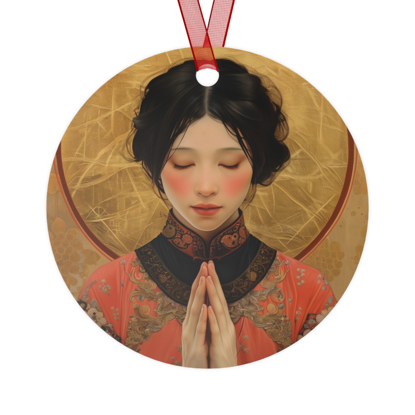 Saint Lucy Yi Zhenmei Metal Ornament - Religious Holiday Christmas Ornament - Double sided - Catholic Keepsake - Religious Gift