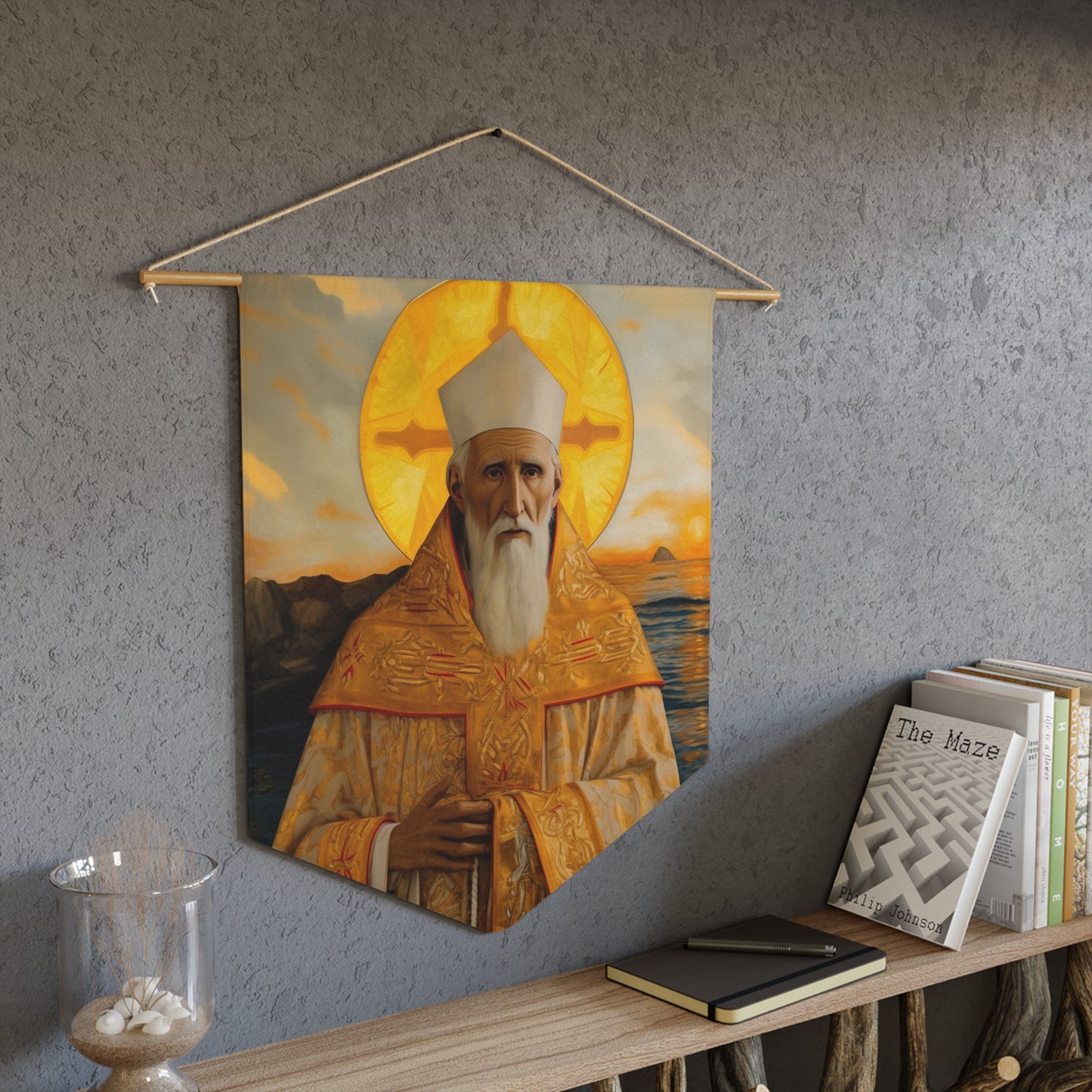 Saint Innocent of Alaska Wall Banner / Wall Hanging - Prayer room art - Catholic Home Art - Large Saint Art - 18" x 21"