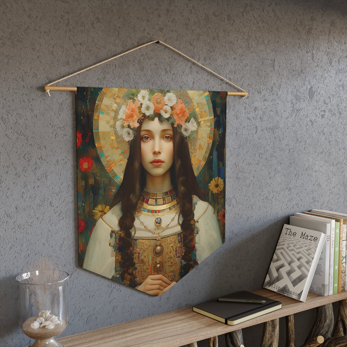 Saint Dorothy Banner / Wall Hanging - Prayer room art piece- Catholic art - Saint Art - Large print 18x21"