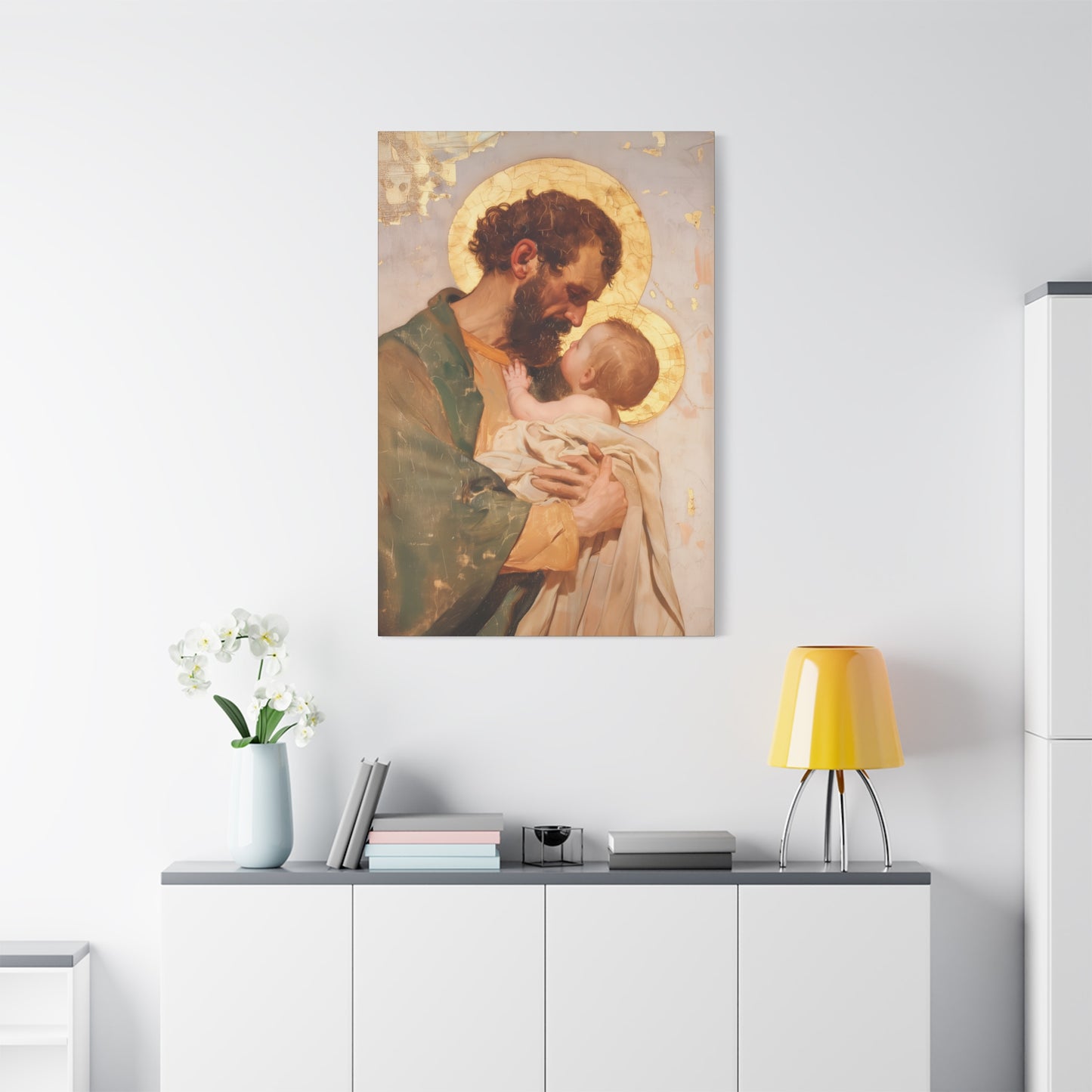 Saint Joseph, Pillar of the Holy Family - Museum Wrapped Canvas - Print - Religious Art for your Home - Christian print - Prayer Room