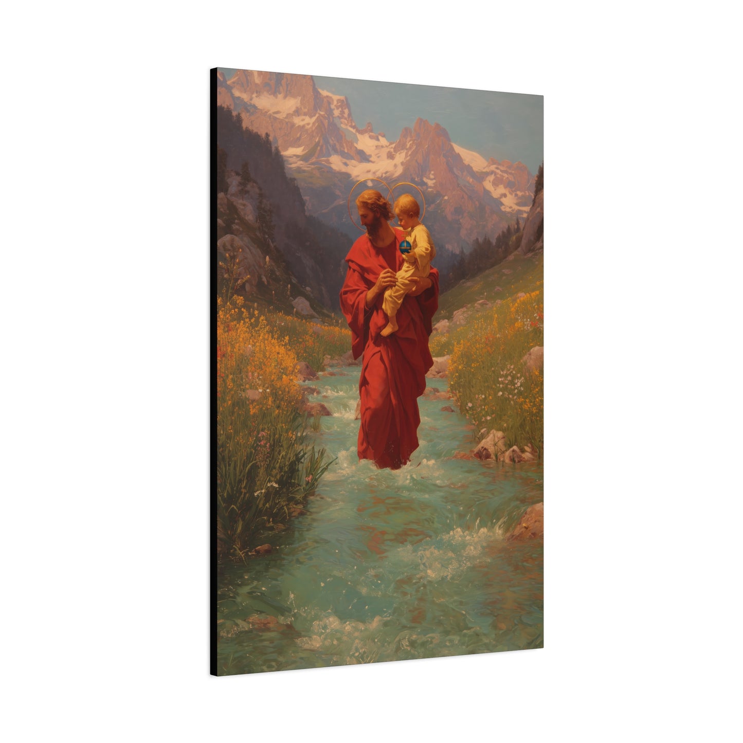 Saint Christopher - Museum Wrapped Canvas - Sanctified Souls Print - Religious Art for your Home