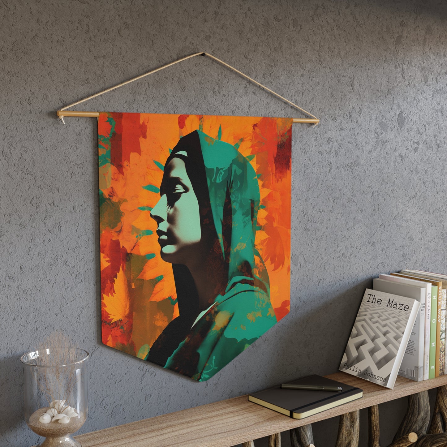 Heavenly Guadalupe Wall Banner / Wall Hanging - Prayer room art - Catholic Home Art - Our Lady of Guadalupe - 18" x 21"