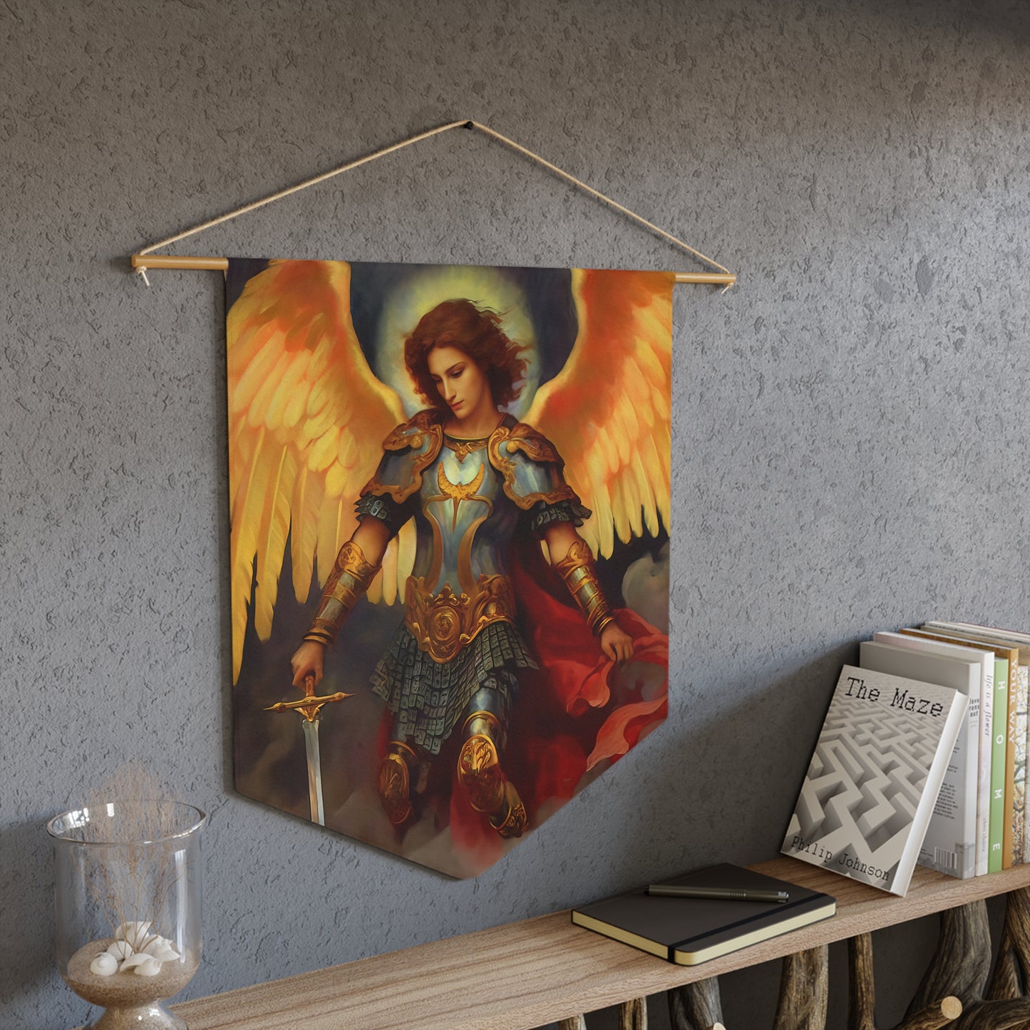 Saint Michael the Archangel Wall Banner / Wall Hanging - Prayer room art - Catholic Home Art - Large Saint Art for your home - 18" x 21"