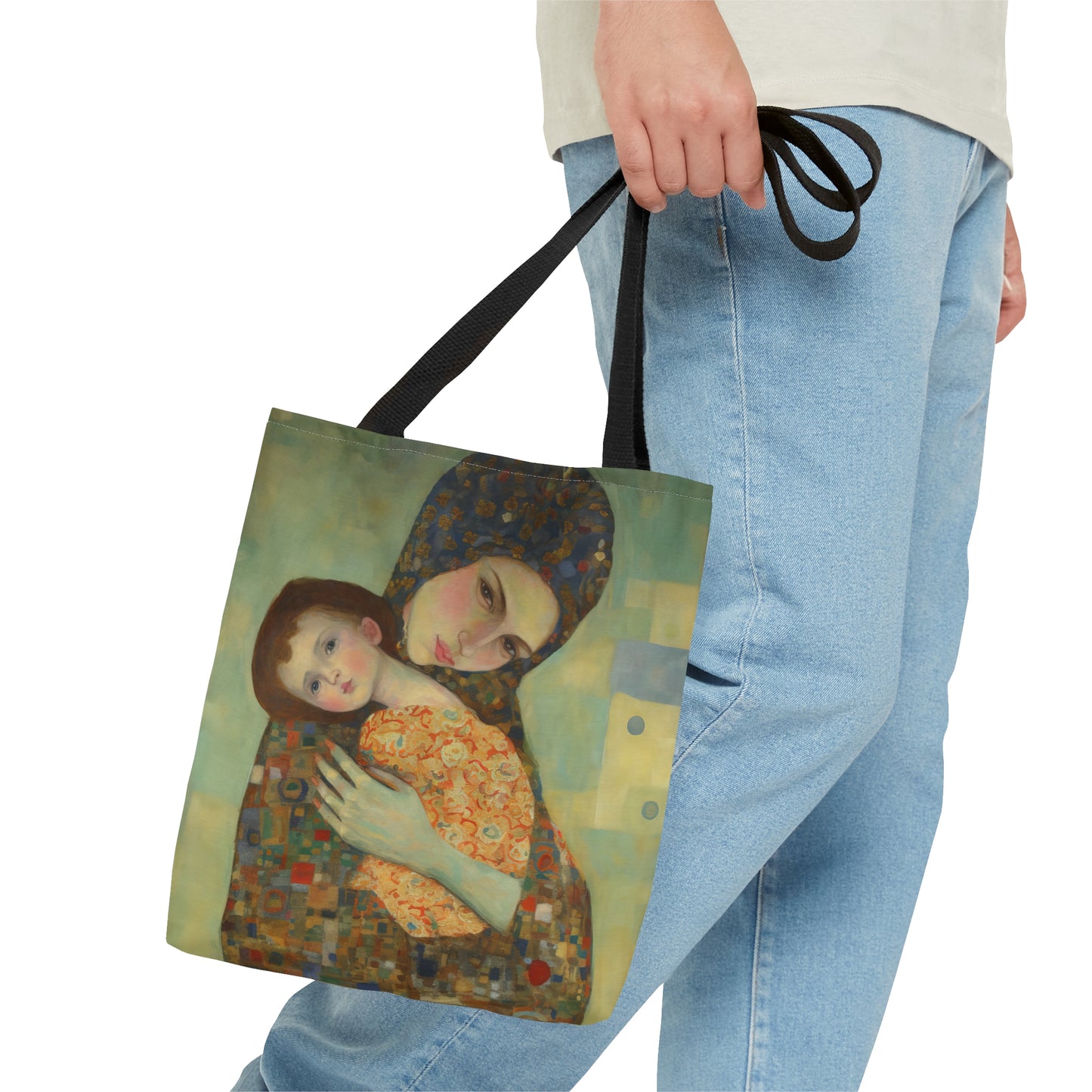Cherished Blessing - Mary with Her Son Tote Bag - Large Medium Small Faith Art Bag - Re usable Tote Purse - Double Sided - Catholic Art Bag