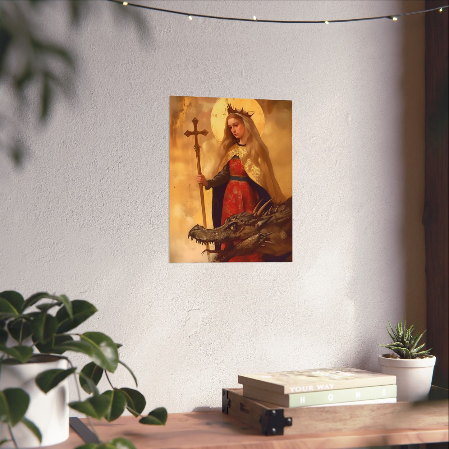 Saint Margaret of Antioch - Sanctified Souls Print - Multiple Sizes - Premium Posters - Catholic Art - Christian painting