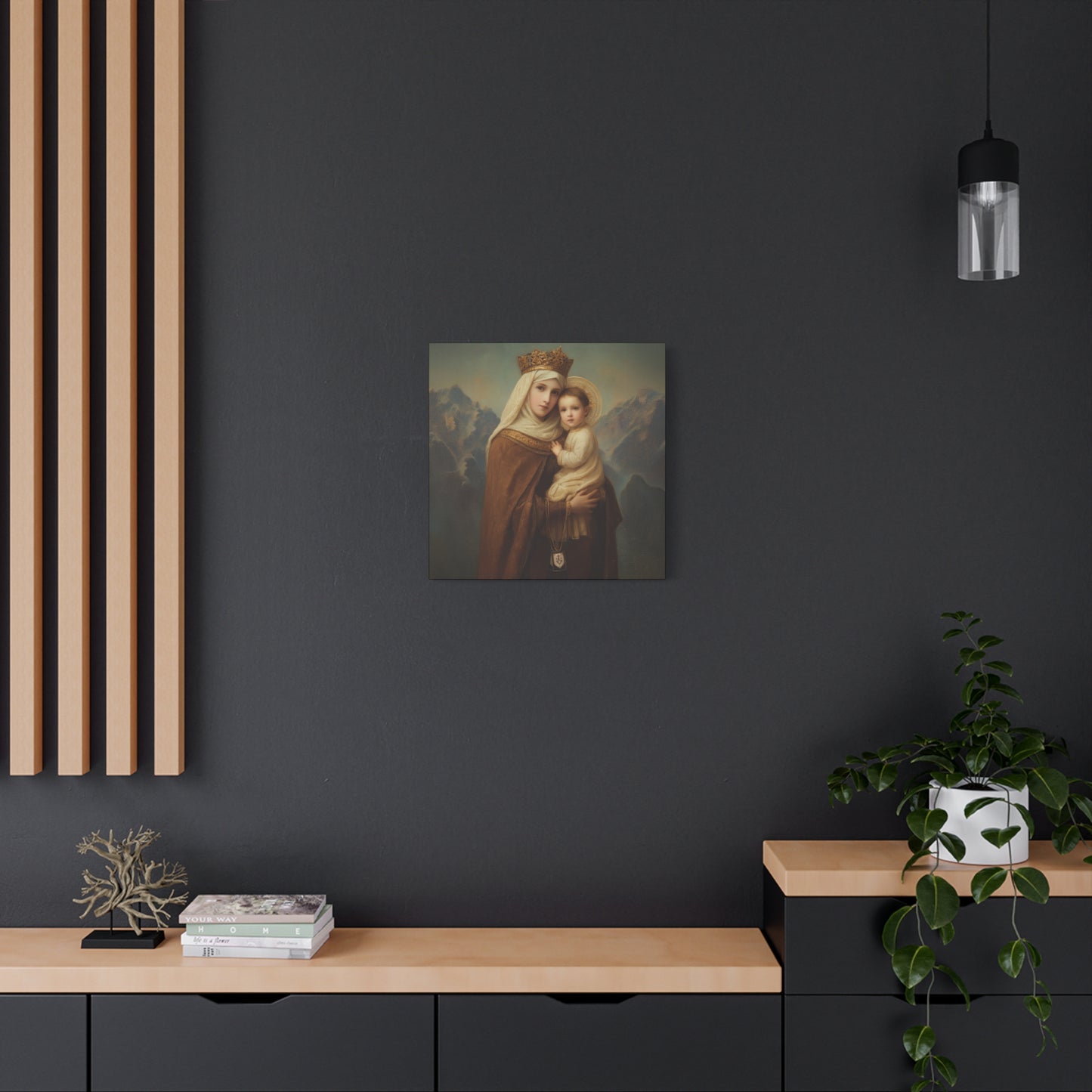 A Cord Between Heaven and Earth - Our Lady of Mount Carmel Wrapped Canvas Print - Multiple Sizes - Catholic Home art Matte Canvas, Stretched