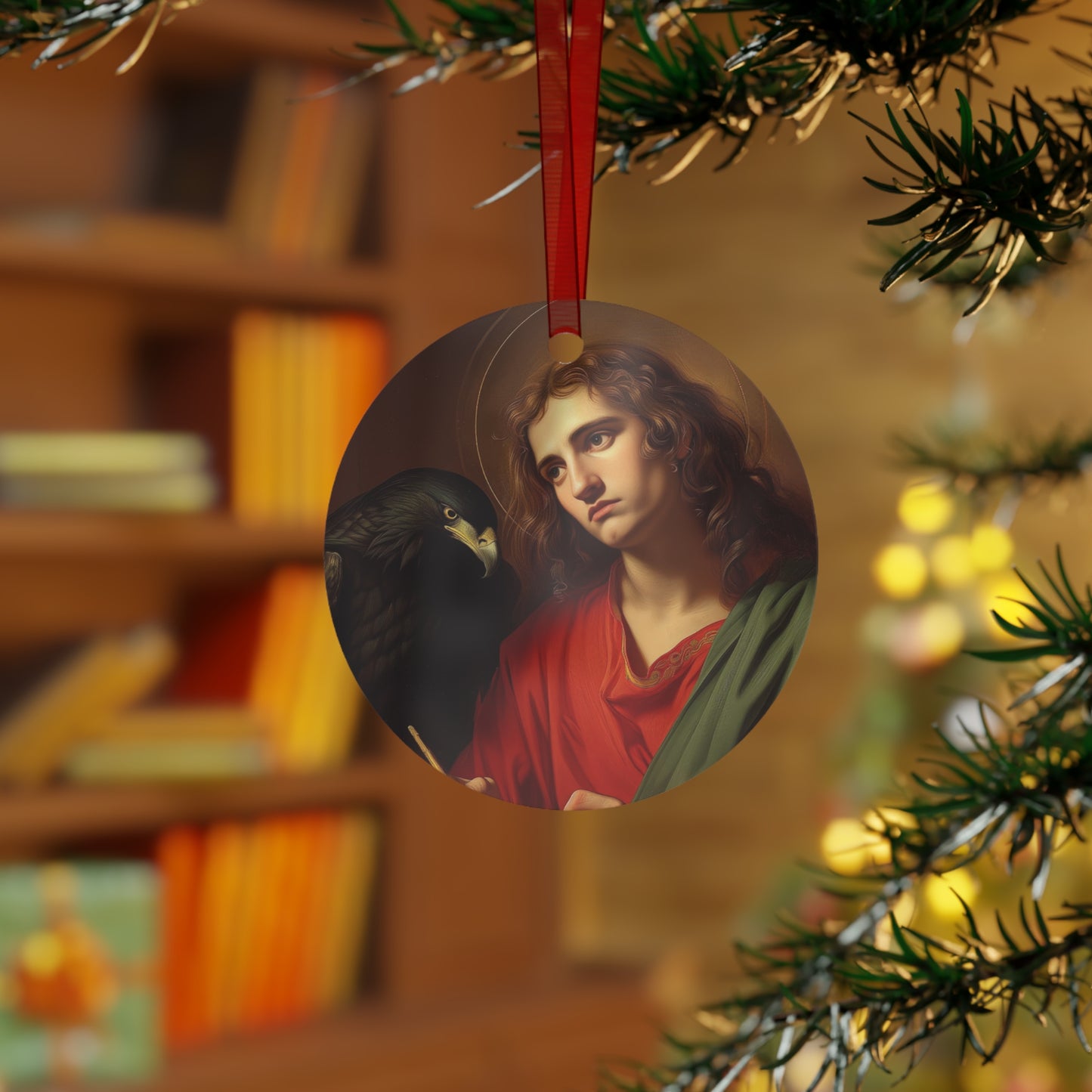 Saint John the Apostle Metal Ornament - Religious Holiday Christmas Ornament and Keepsake - Double sided - Prayer Ornament