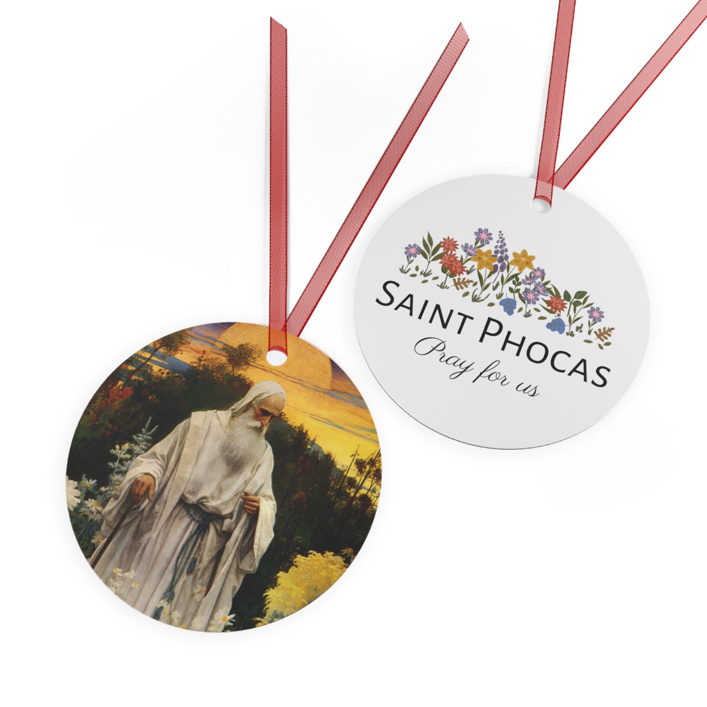 Saint Phocas the Gardener Ornament - Religious Holiday Christmas Ornament and Keepsake - Double sided Keepsake Religious Ornament