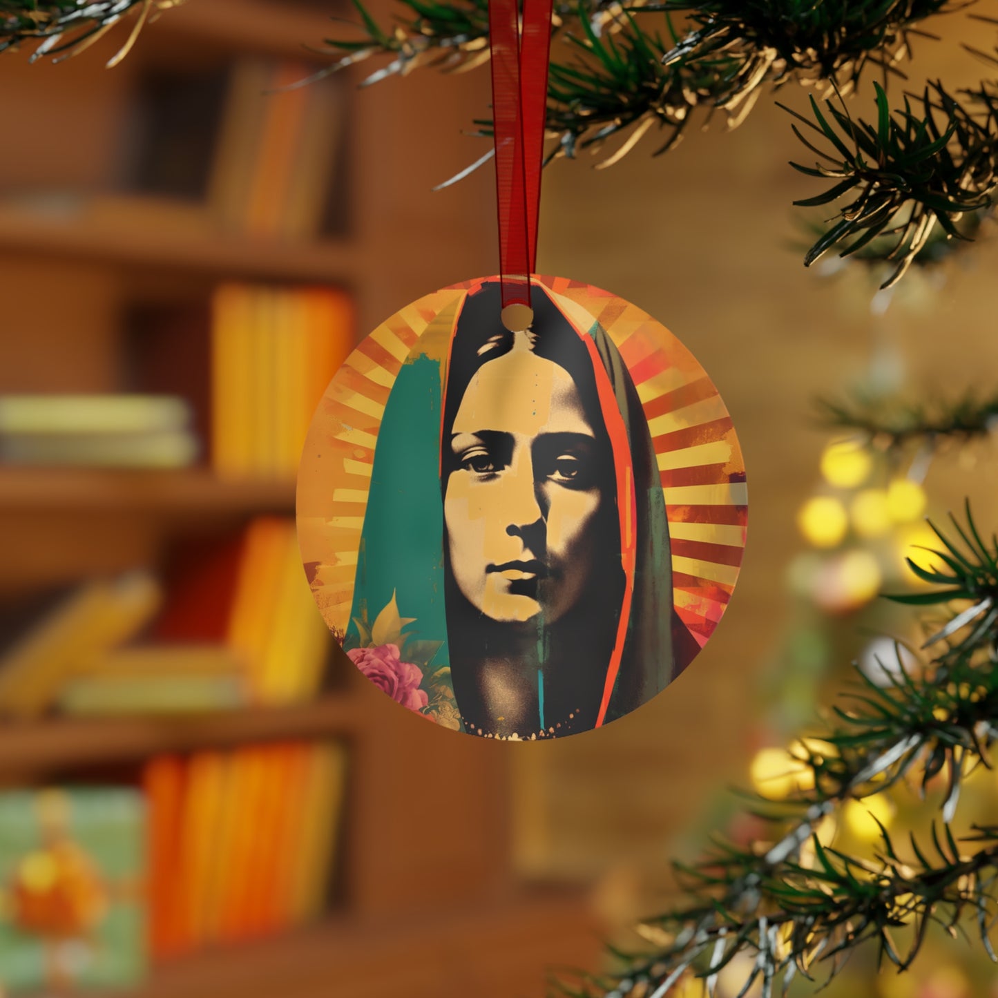 Radiant Guadalupe - Metal Ornament - Religious Holiday Christmas Ornament and Keepsake - Double sided - Our Lady
