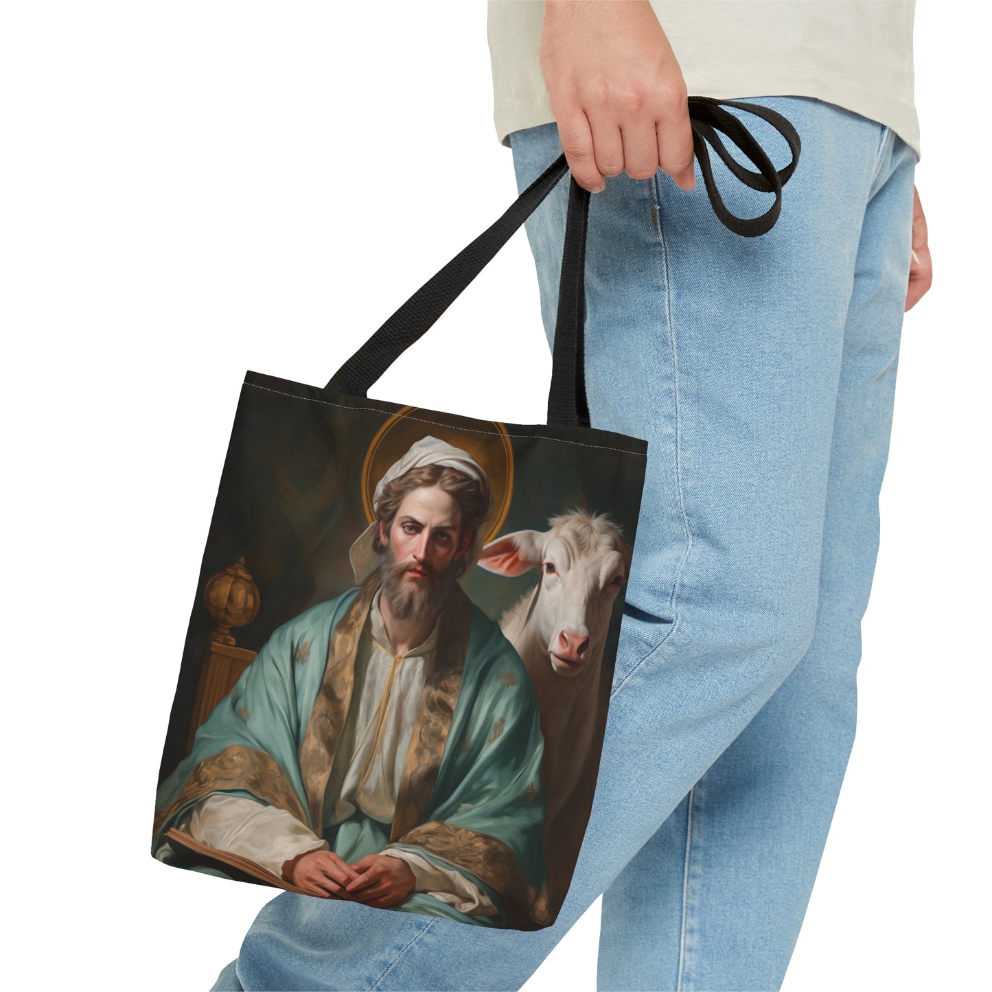Saint Luke the Evangelist Tote Bag - Large Medium Small Faith Art Bag - Re usable Tote Purse - Double Sided - Catholic Art Bag