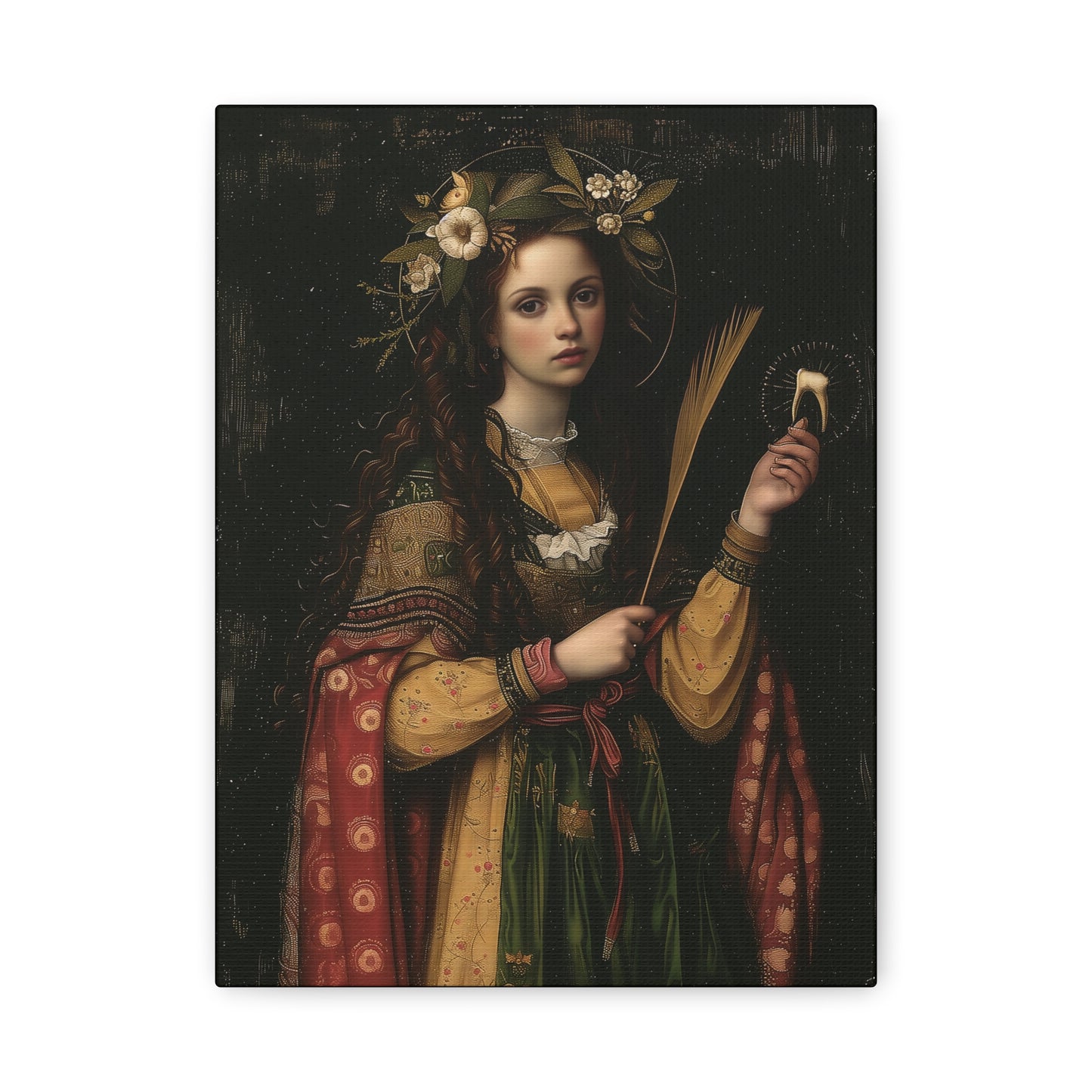 Saint Apollonia - Museum Wrapped Canvas - Print - Religious Art for your Home - Catholic art print - prayer room art