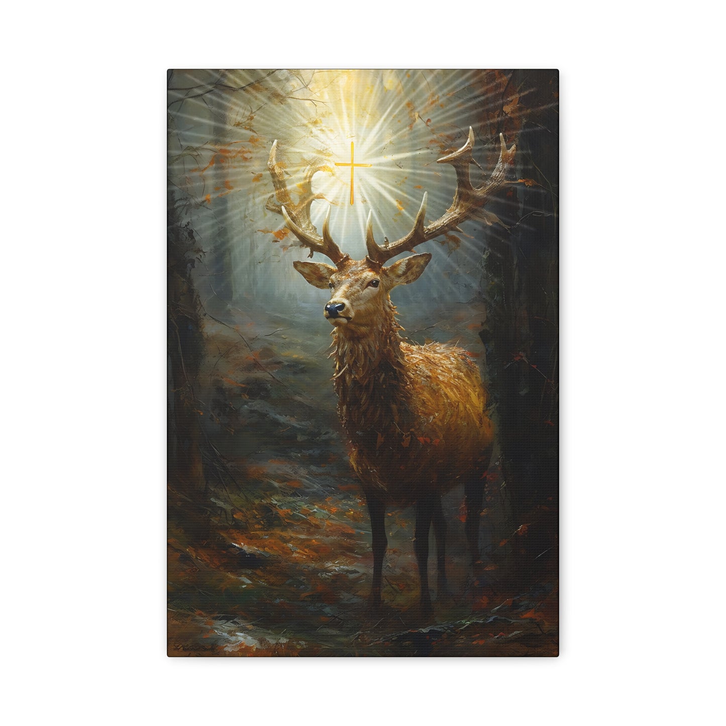 The Stag of Saint Hubert / Saint Hubertus Stag - Museum Wrapped Canvas - Sanctified Souls Print - Religious Art for your Home