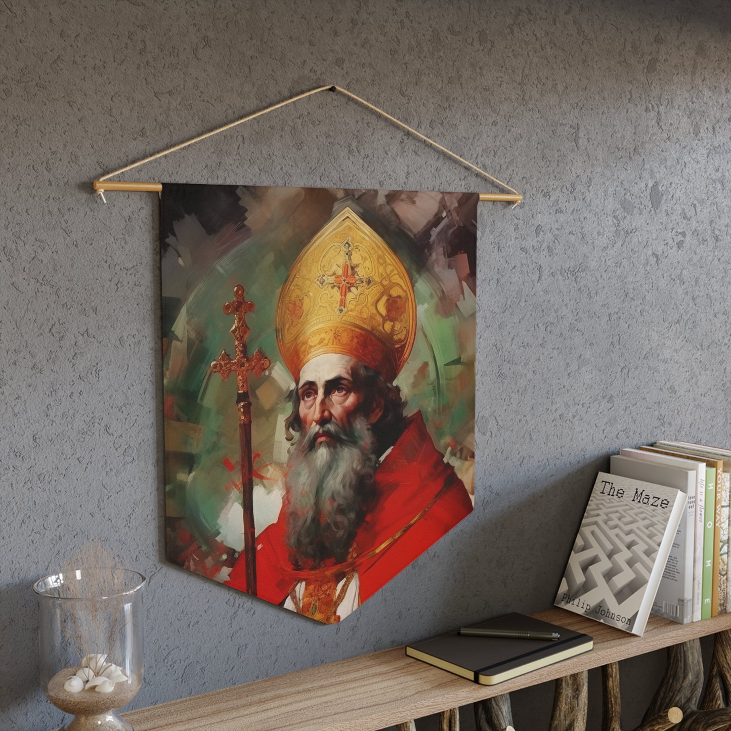 Saint Eusebius of Vercelli Wall Banner / Wall Hanging - Prayer room art - Catholic Home Art - Large Saint Art - 18" x 21"