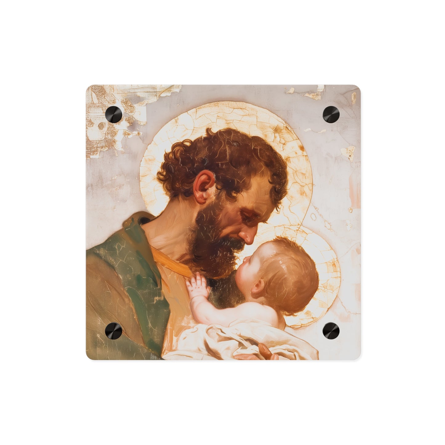 Saint Joseph, Pillar of the Holy Family Acrylic Wall Art Panel - Ready to Hang Acrylic Print - Catholic Saint - The Christ Child and Joseph