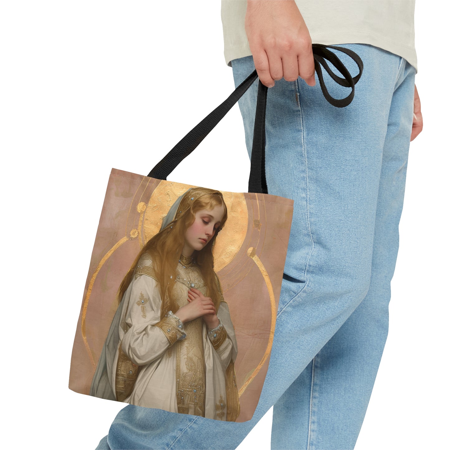Saint Waldetrudis / Waltrude or Waudru Tote Bag - Purse - Three sizes - Large Medium Small Faith Art Bag - Catholic purse - Double Sided