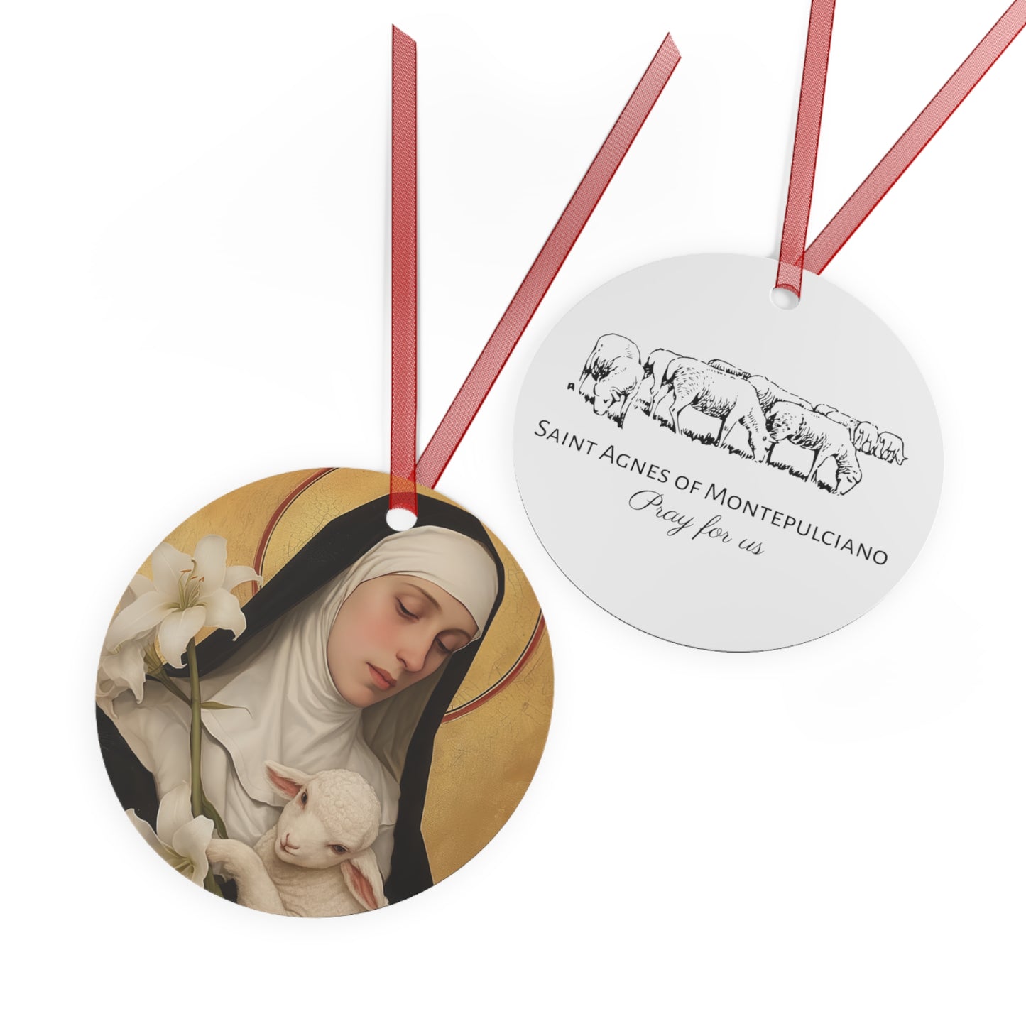 Saint Agnes of Montepulciano Metal Ornament - Religious Holiday Christmas Ornament and Keepsake - Catholic Religious Keepsake
