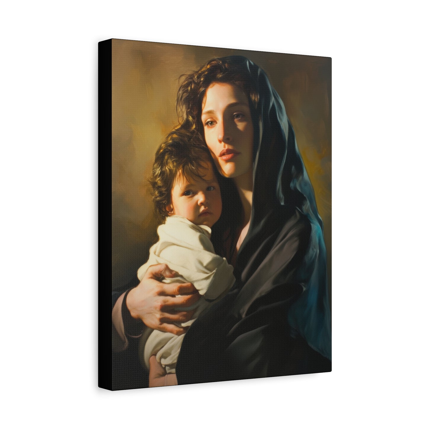 A mother's Gentle Embrace - Mary and The Christ Child - Museum Wrapped Canvas - Print - Religious Art for your Home - Catholic Saint Art