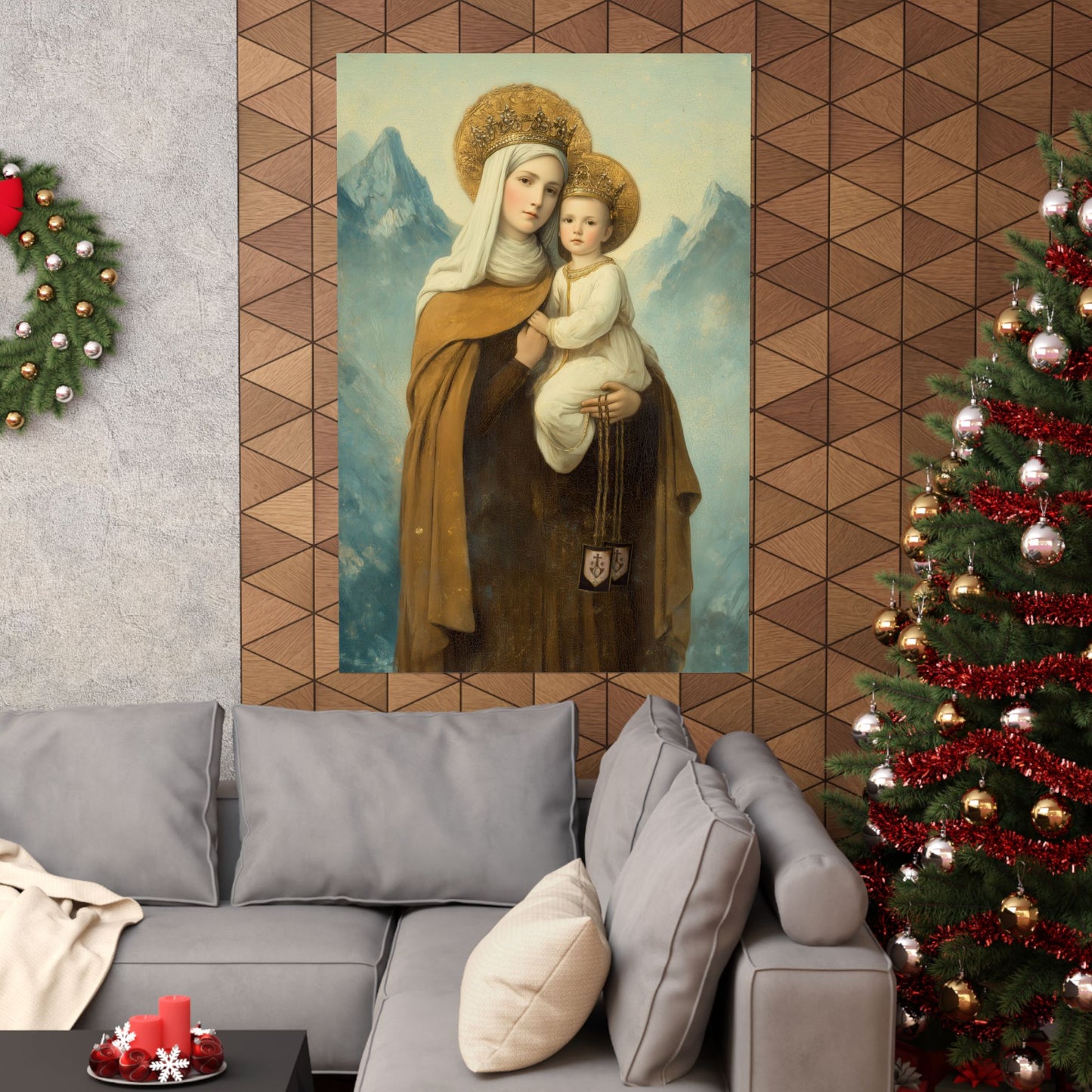 The Gift of the Scapular - Our Lady of Mount Carmel - Sanctified Souls Print - Multiple Sizes - Premium Matte Vertical Posters - Catholic