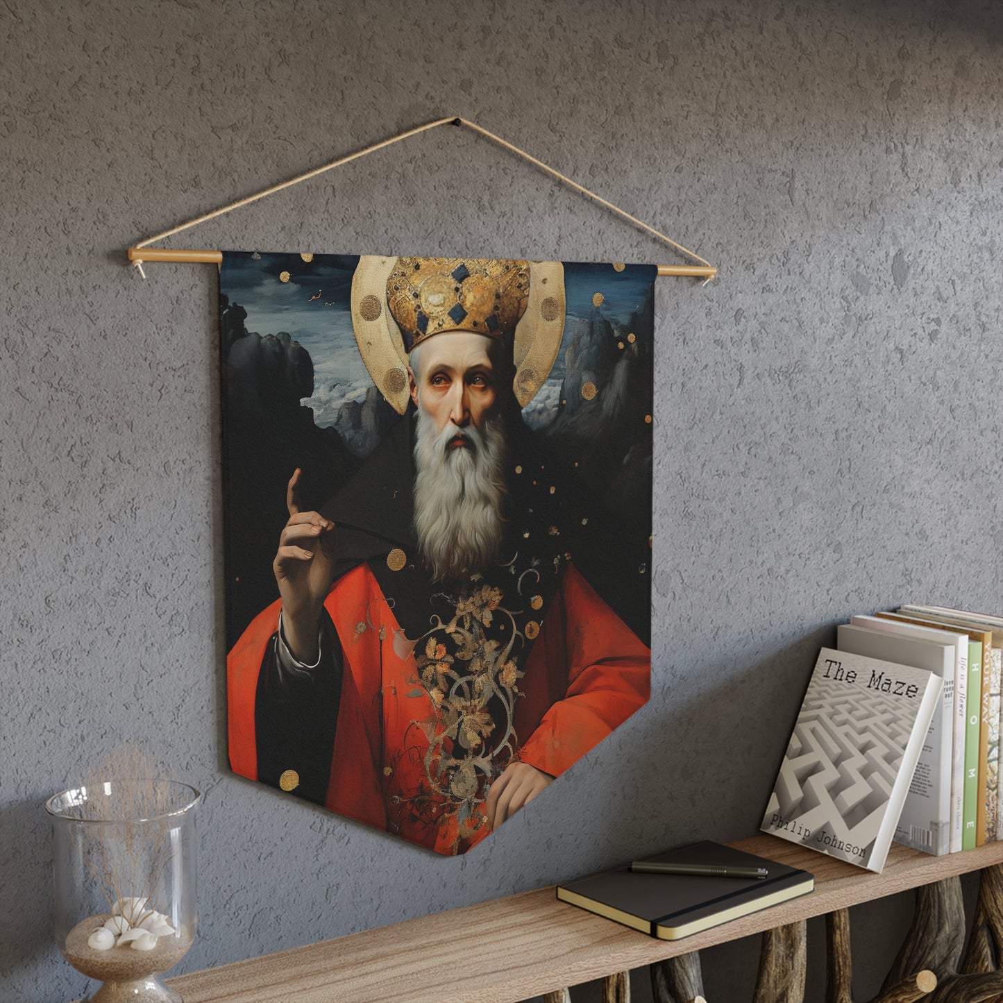 Saint Augustine of Hippo Wall Banner / Wall Hanging - Catholic Home Art - Large Saint Art for your home - 18" x 21"