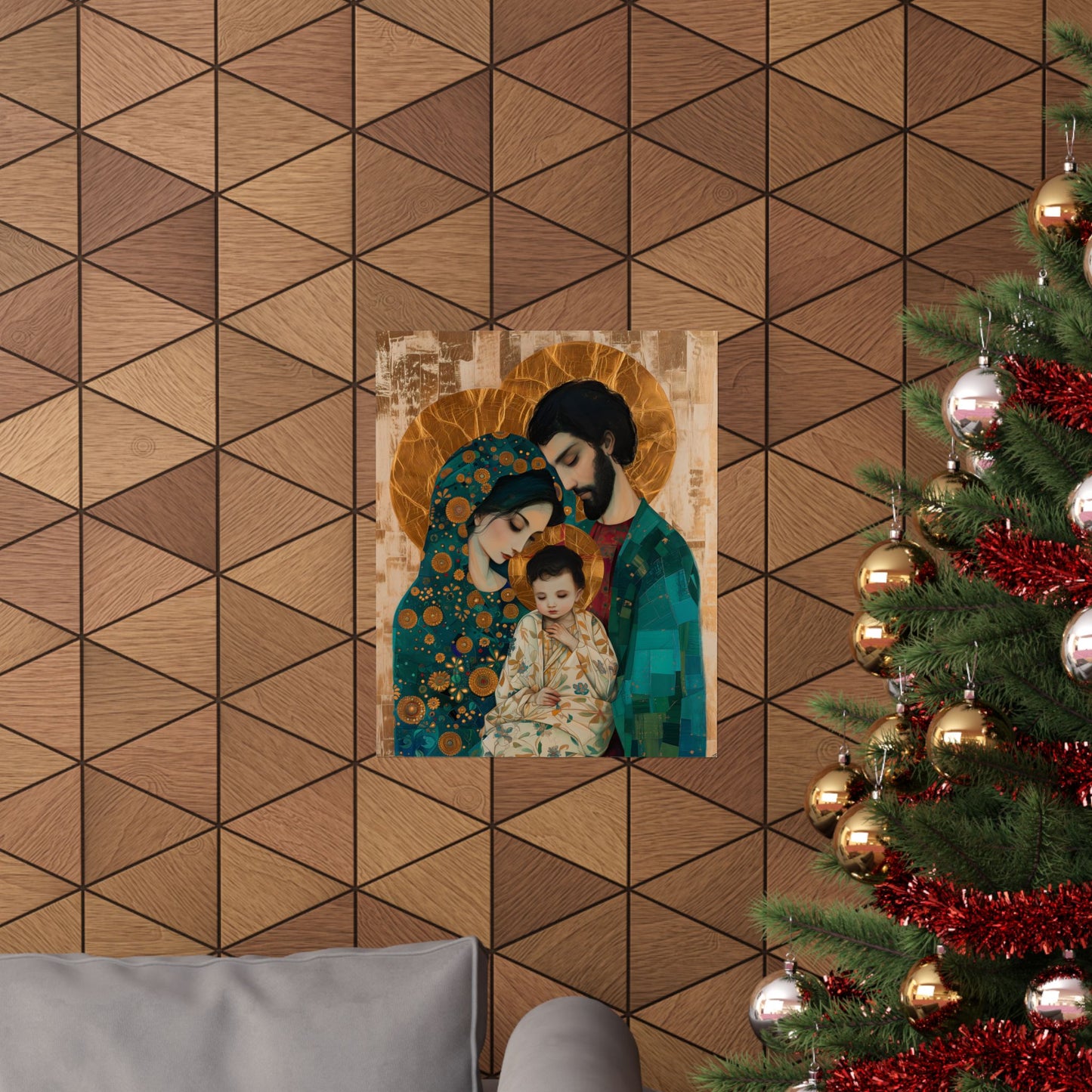 Sacred Love- The Holy Family Portrait - Sanctified Souls Print - Multiple Sizes - Premium Matte Vertical Posters - Jesus, Mary, Joseph
