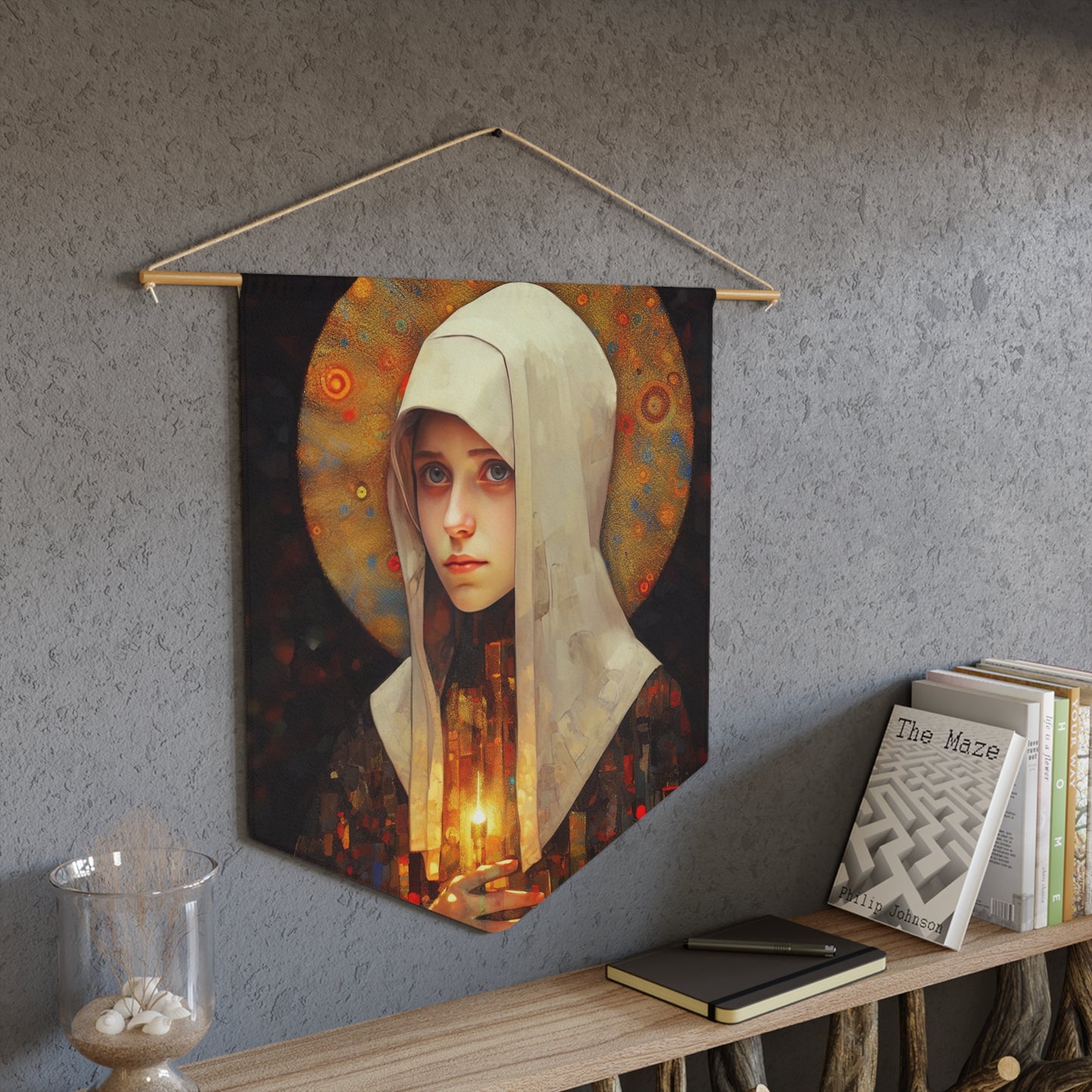 Saint Frances of Rome Wall Banner / Wall Hanging - Prayer room art - Catholic Home Art - Large Saint Art for your home - 18" x 21"