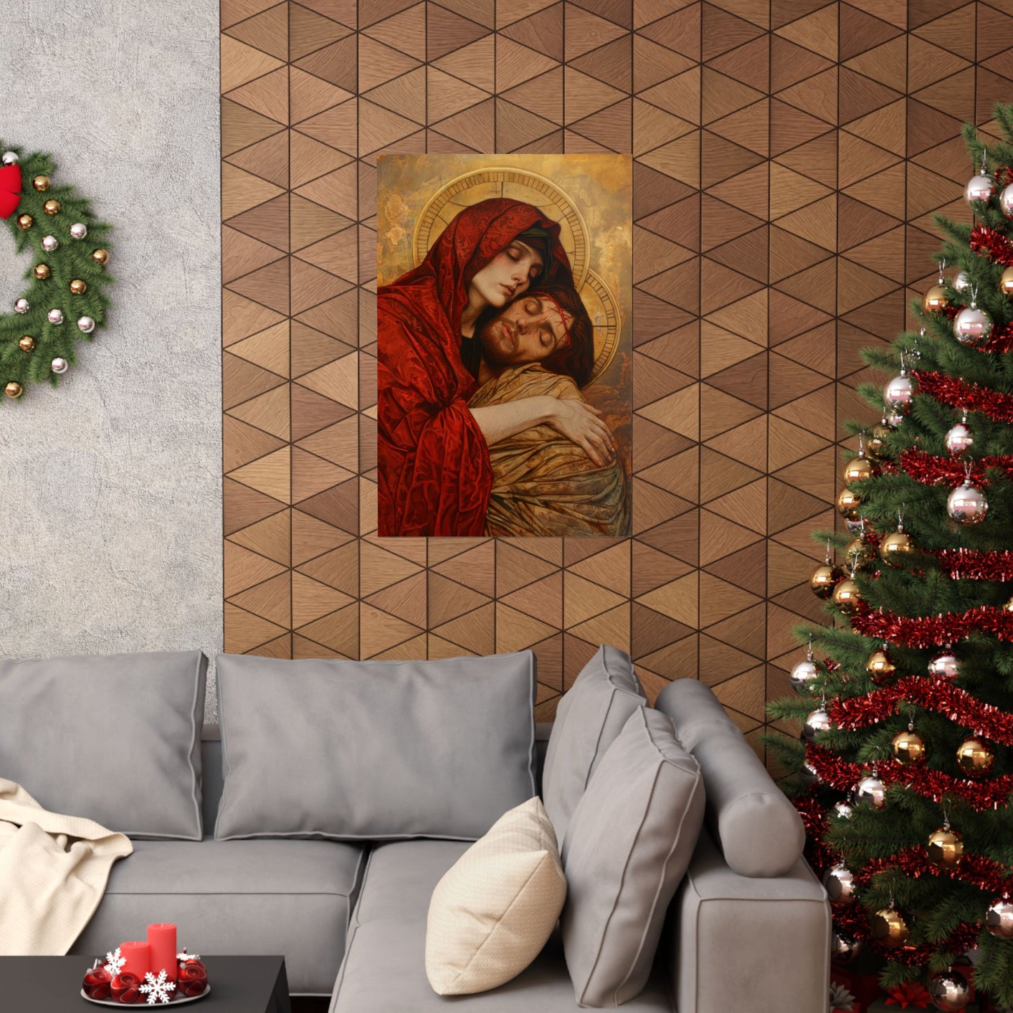 Eternal Sorrow - Mary's Mourning Beneath the Cross - Sanctified Souls Print - Multiple Sizes - Premium Posters - Catholic Art - Christian
