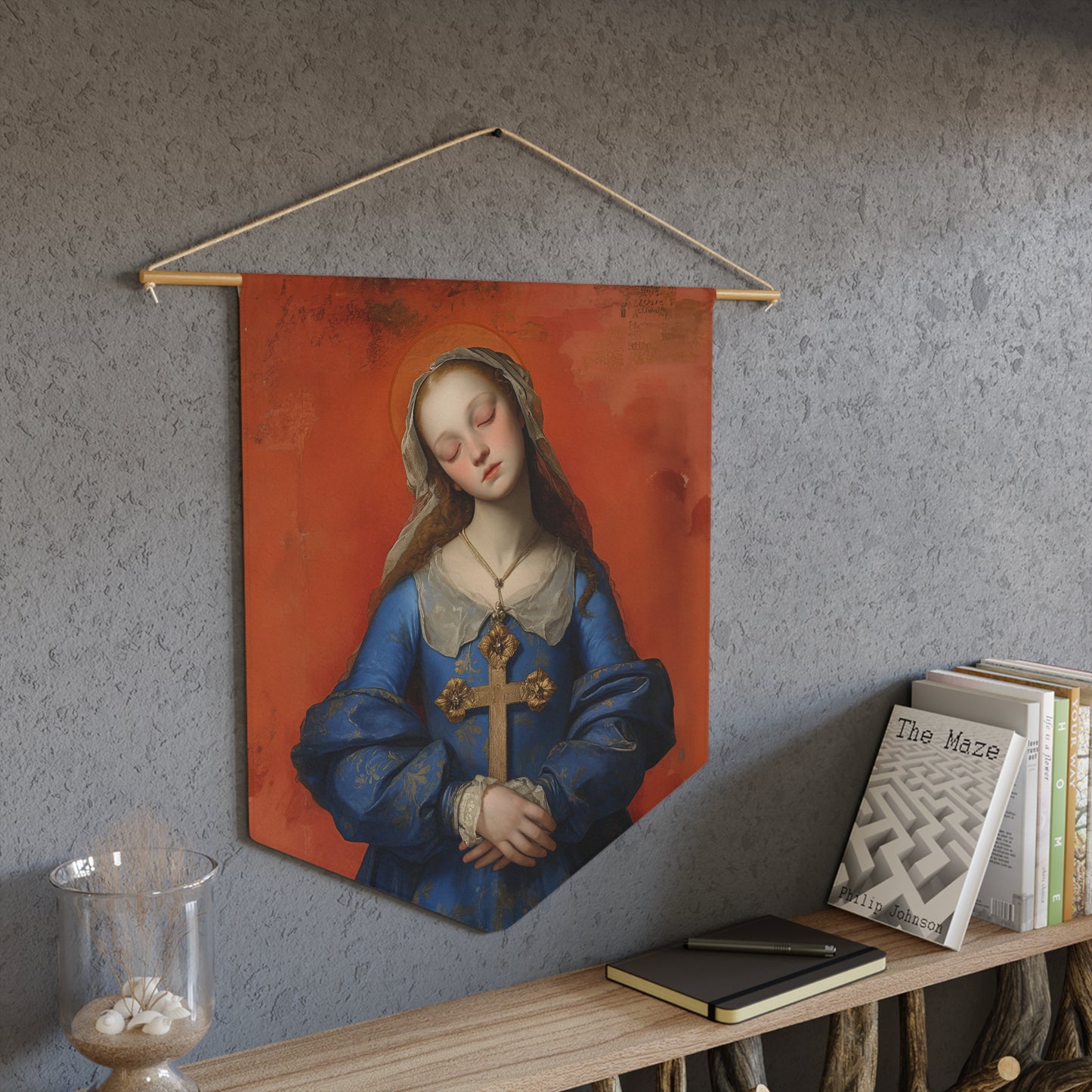 Saint Philomena of San Severino Pennant / Banner / Wall Hanging - Prayer room art - 18" x 21" - Catholic prayer Religious Christian Gift
