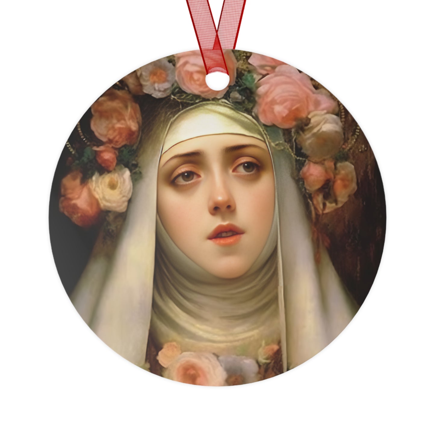 Saint Rose of Lima Metal Ornament - Religious Holiday Christmas Ornament and Keepsake - Double sided - Prayer Ornament