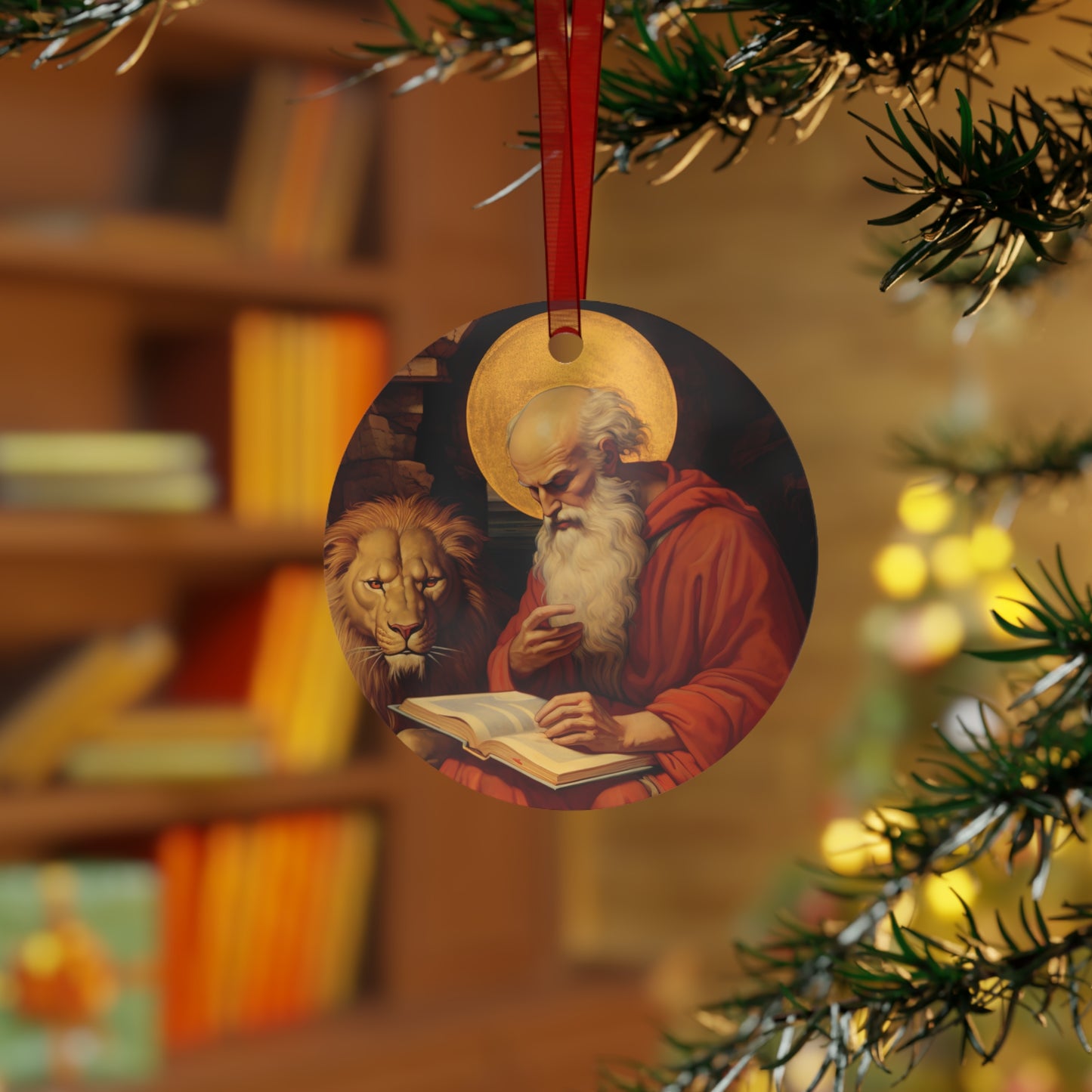 Saint Jerome - Religious Holiday Christmas Ornament and Keepsake - Double sided Keepsake Religious Ornament