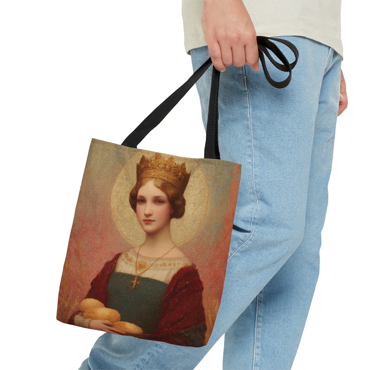 Saint Elizabeth of Hungary Tote Bag - Large Medium Small Faith Art Bag - Catholic Faith Purse - Double Sided
