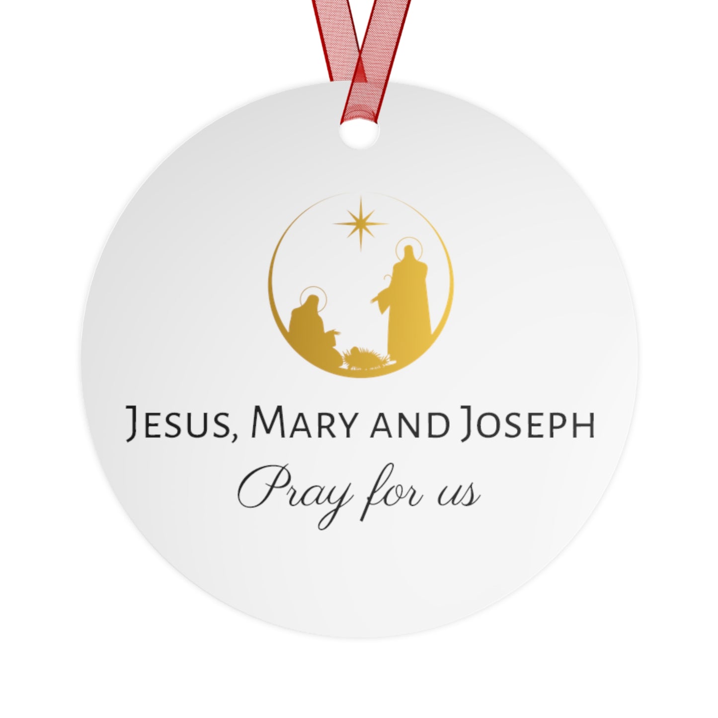 Eternal Light - Mary, Joseph, and the Christ Child Metal Ornament - Religious Holiday Christmas Ornament - Prayer Ornament - Holy Family