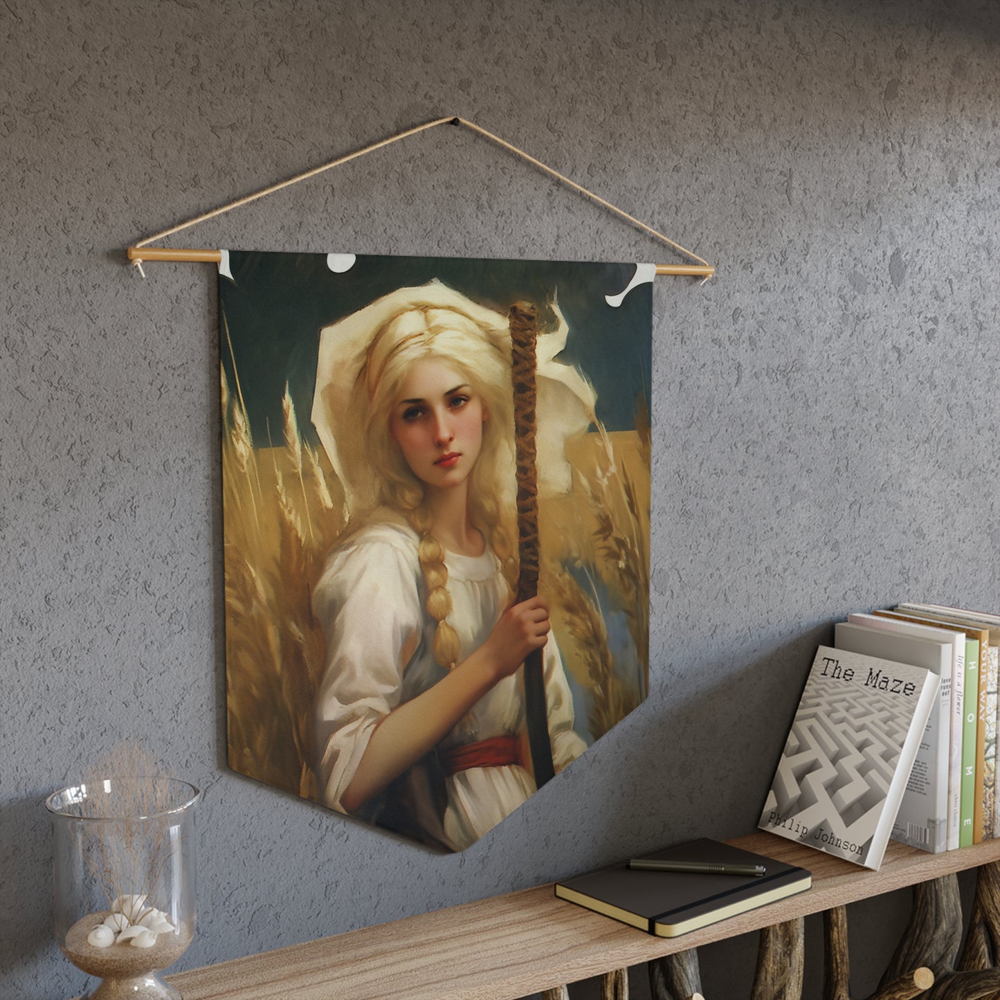 Saint Notburga Wall Banner / Wall Hanging / Pennant - Prayer room art - Catholic Home - 18" x 21"
