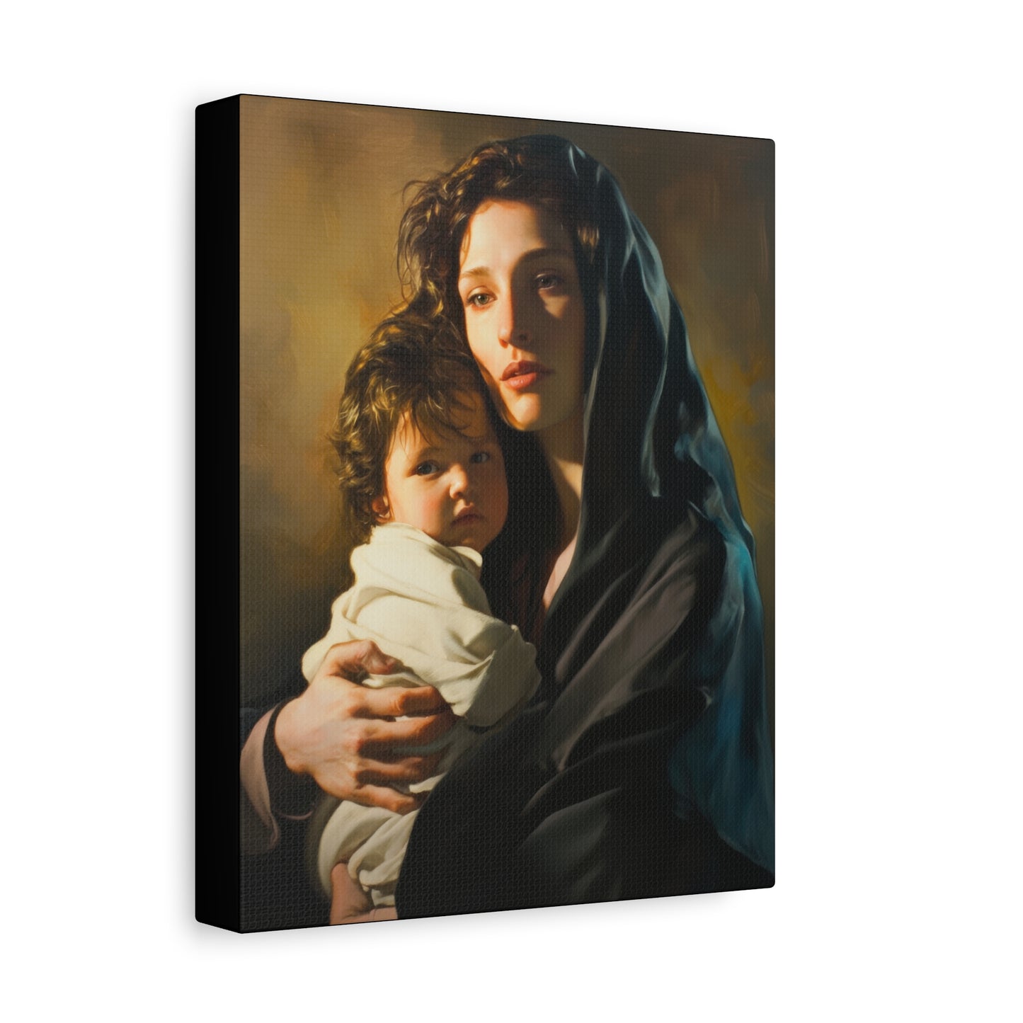 A mother's Gentle Embrace - Mary and The Christ Child - Museum Wrapped Canvas - Print - Religious Art for your Home - Catholic Saint Art