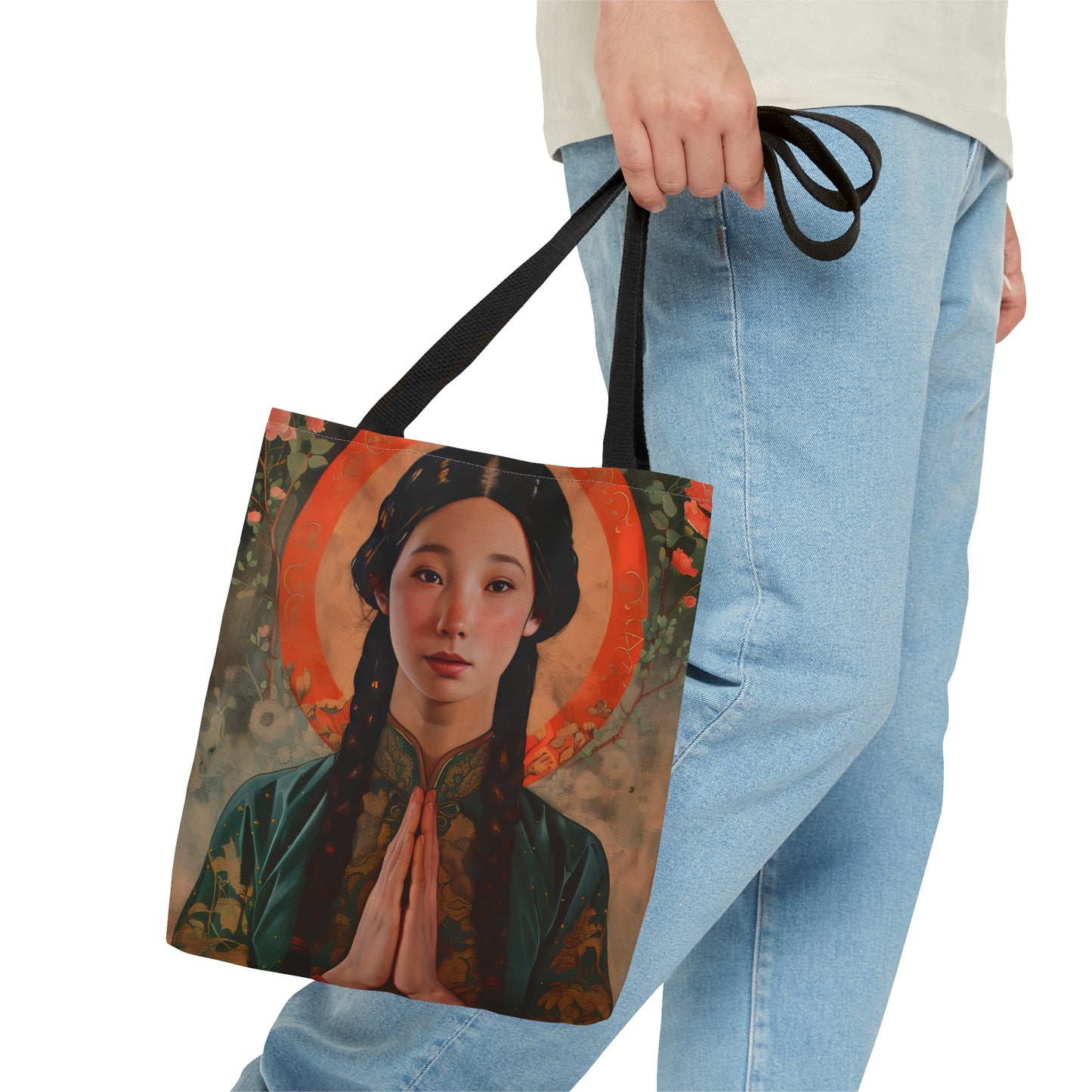 Saint Anna Wang Tote Bag - Purse - Three sizes - Faith Art Bag - Catholic faith inspired carry-all purse - Double Sided