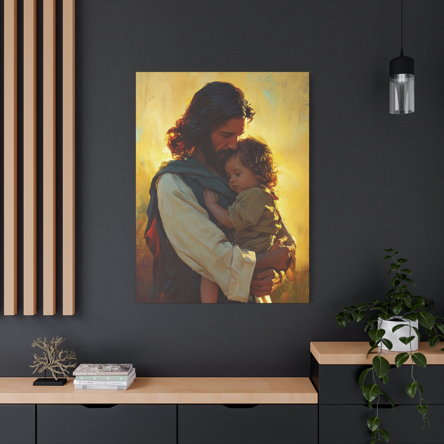 Divine Protector of the Innocent - Christ and Child - Museum Wrapped Canvas - Print - Religious Art for your Home - Christian art print