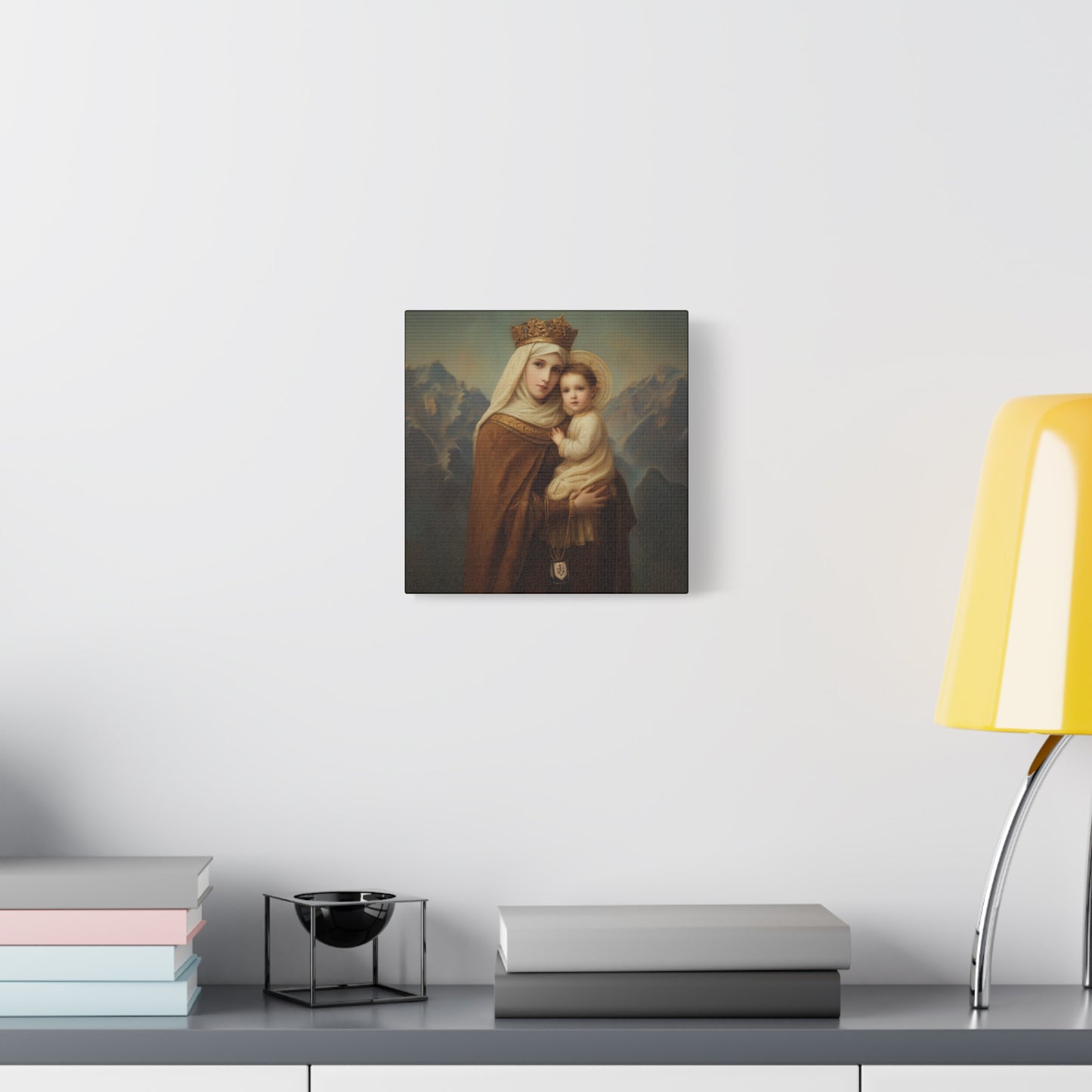 A Cord Between Heaven and Earth - Our Lady of Mount Carmel Wrapped Canvas Print - Multiple Sizes - Catholic Home art Matte Canvas, Stretched
