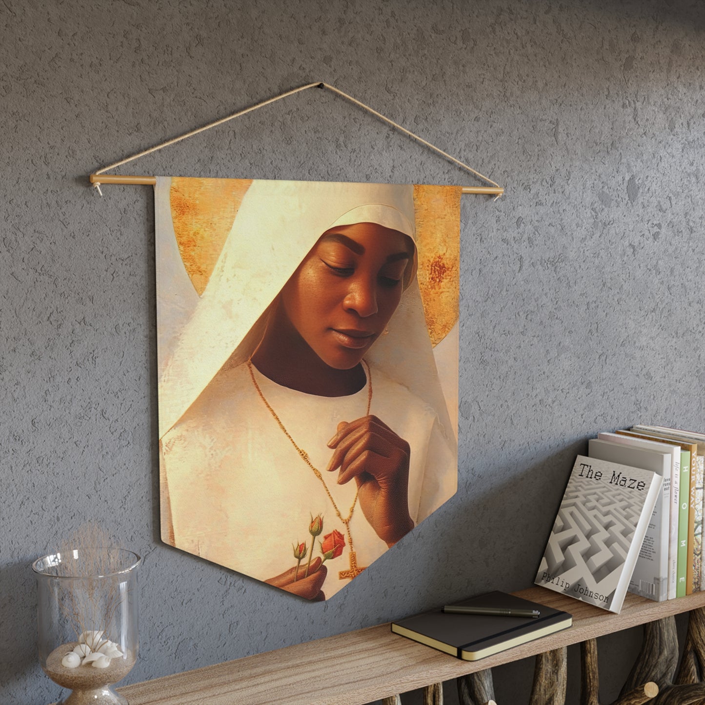 Blessed Marie-Clementine Anuarite Nengapeta - Pennant / Banner / Wall Hanging - Prayer room art - Catholic Home - 18" x 21"