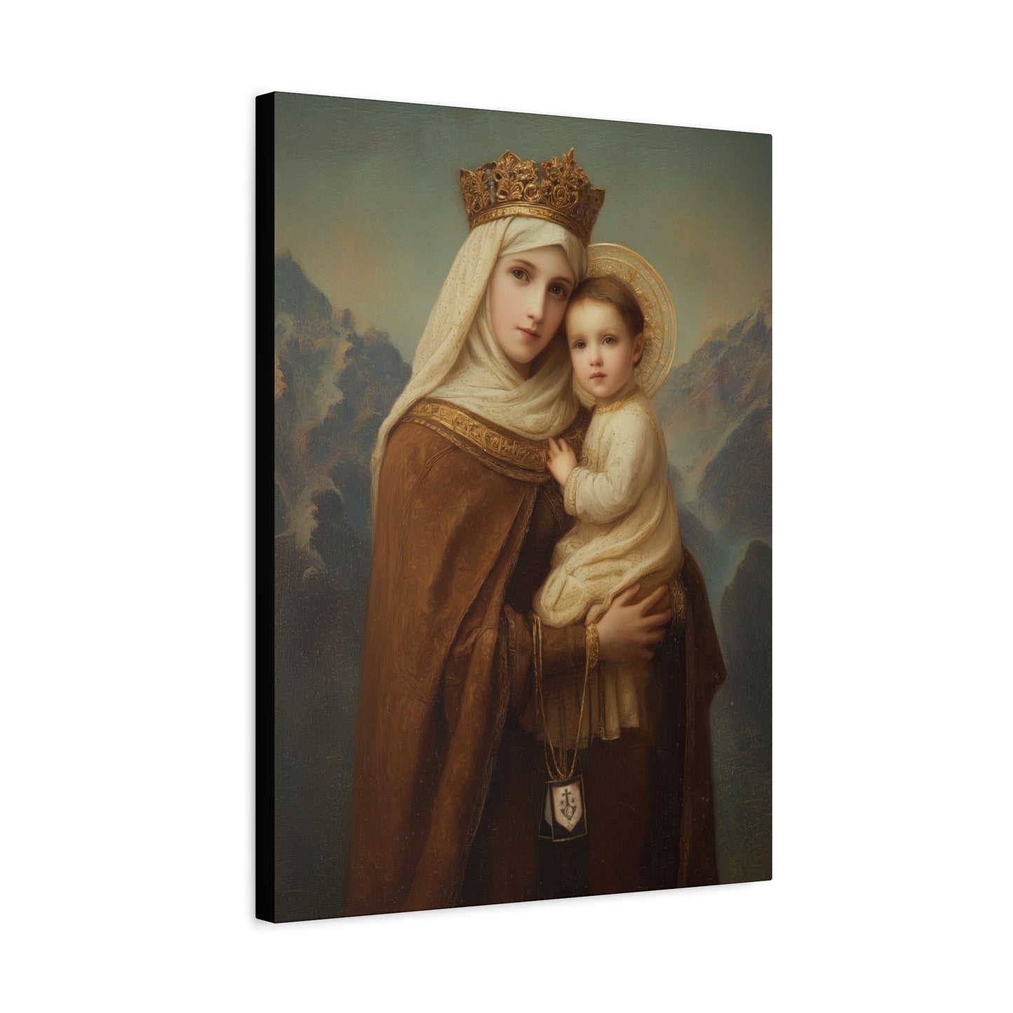 A Cord Between Heaven and Earth - Our Lady of Mount Carmel Wrapped Canvas Print - Multiple Sizes - Catholic Home art Matte Canvas, Stretched