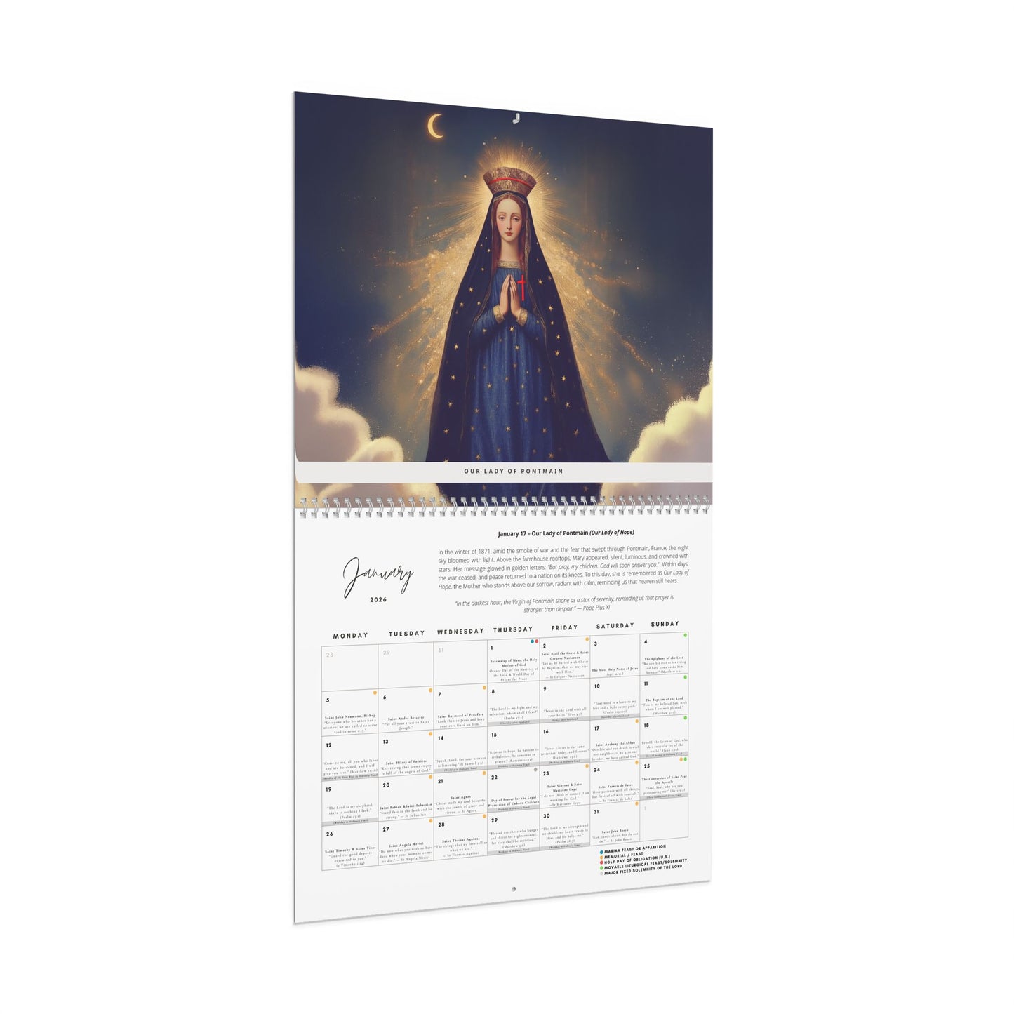 Our Lady - Mother Mary - Catholic Liturgical Calendar 2026 - Saints, Solemnities & Marian Feast Days - Christmas Gift - Catholic Calendar