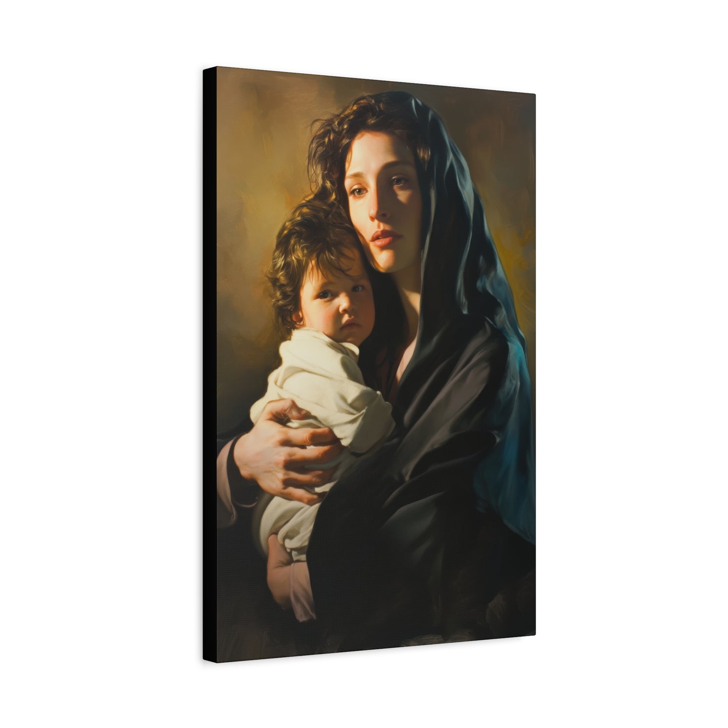 A mother's Gentle Embrace - Mary and The Christ Child - Museum Wrapped Canvas - Print - Religious Art for your Home - Catholic Saint Art
