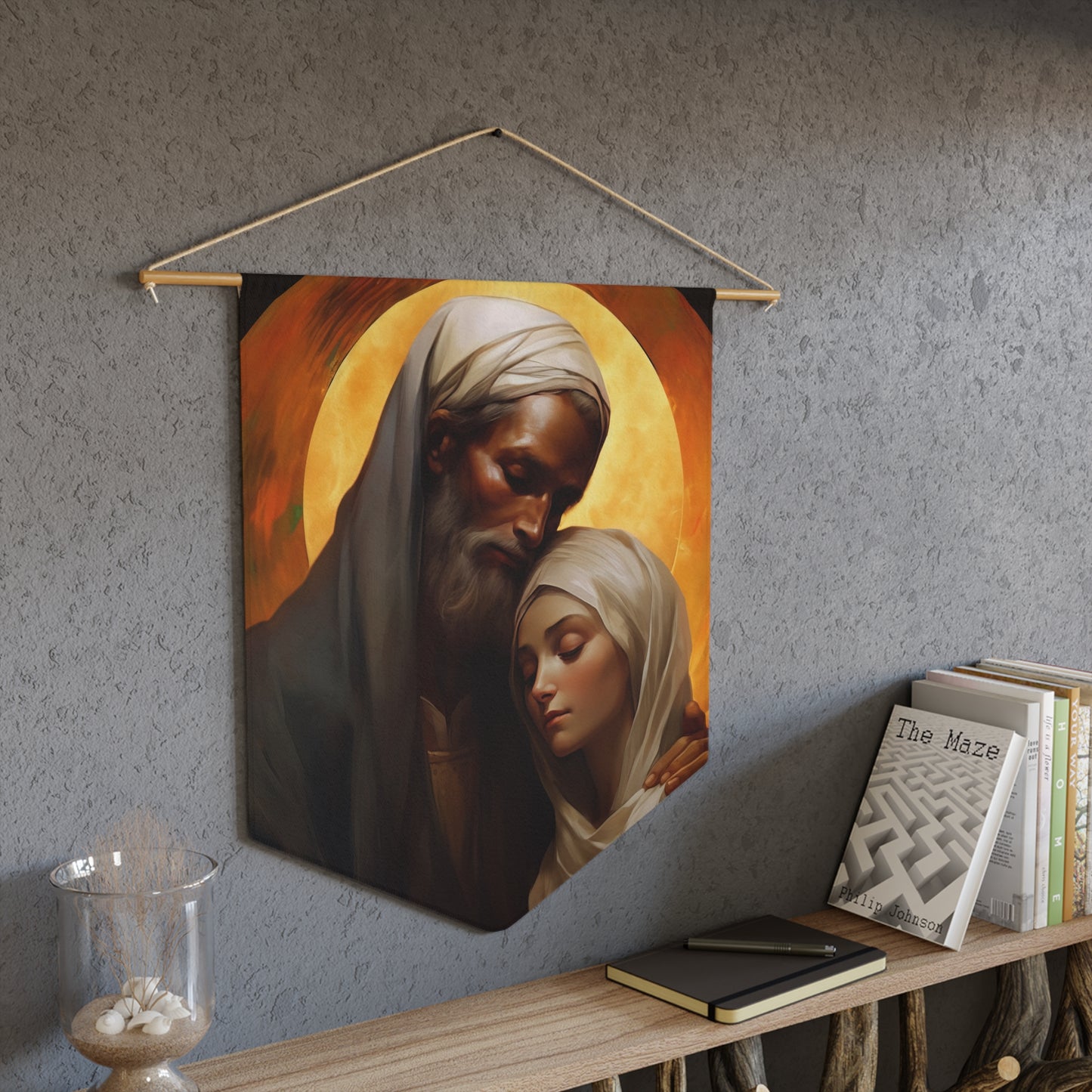 Saints Jaochim and Anne Wall Banner / Wall Hanging / Parents to the Virgin Mary - Religious Art - Prayer room - Catholic Art - 18" x 21"