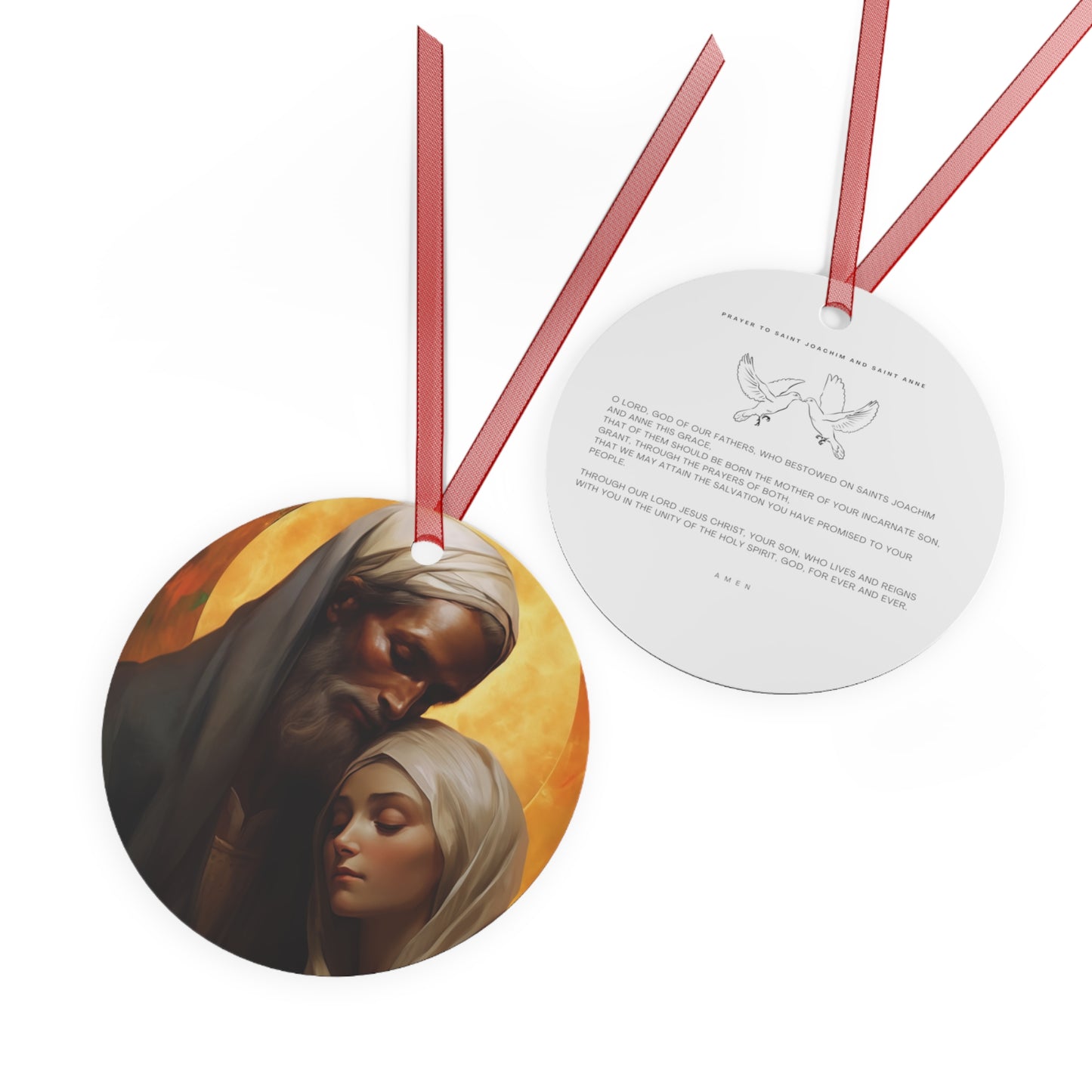 Saint Joachim and Saint Anne Metal Ornament - Religious Holiday Christmas Ornament and Keepsake - Double sided - Ornament - Catholic Gift