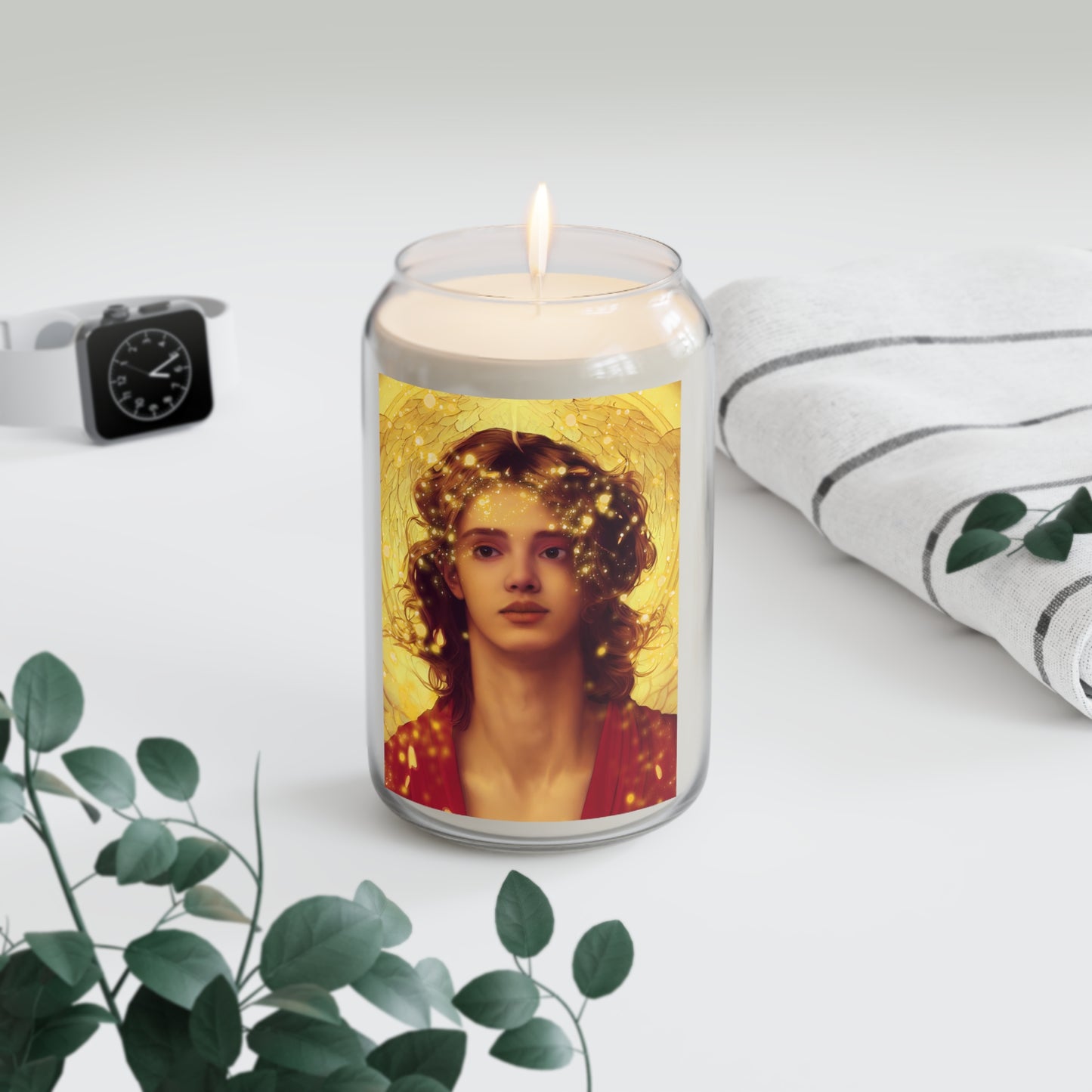The Archangel Gabriel Candle - Scented Candle, 13.75oz - Religious Prayer Candle - Guardian Angel artwork - Divine Inspired Angel Magic