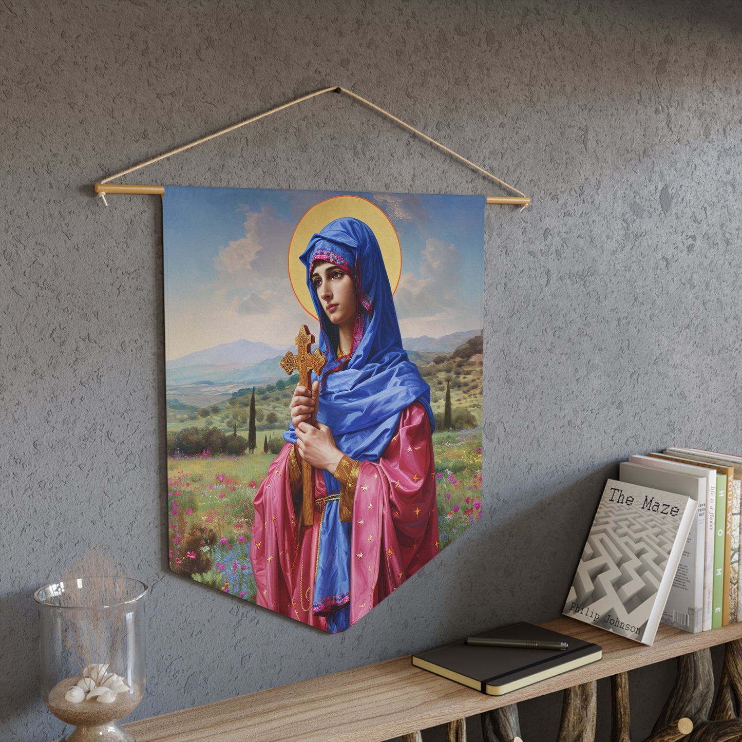 Saint Anysia of Salonika Pennant / Banner / Wall Hanging - Prayer room art - Catholic Home Art - Large Saint Art for your home - 18" x 21"
