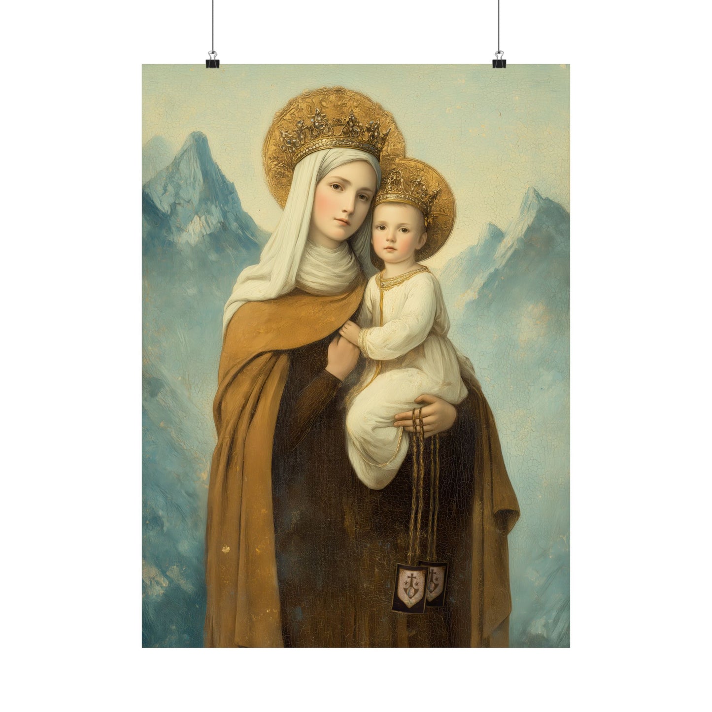 The Gift of the Scapular - Our Lady of Mount Carmel - Sanctified Souls Print - Multiple Sizes - Premium Matte Vertical Posters - Catholic