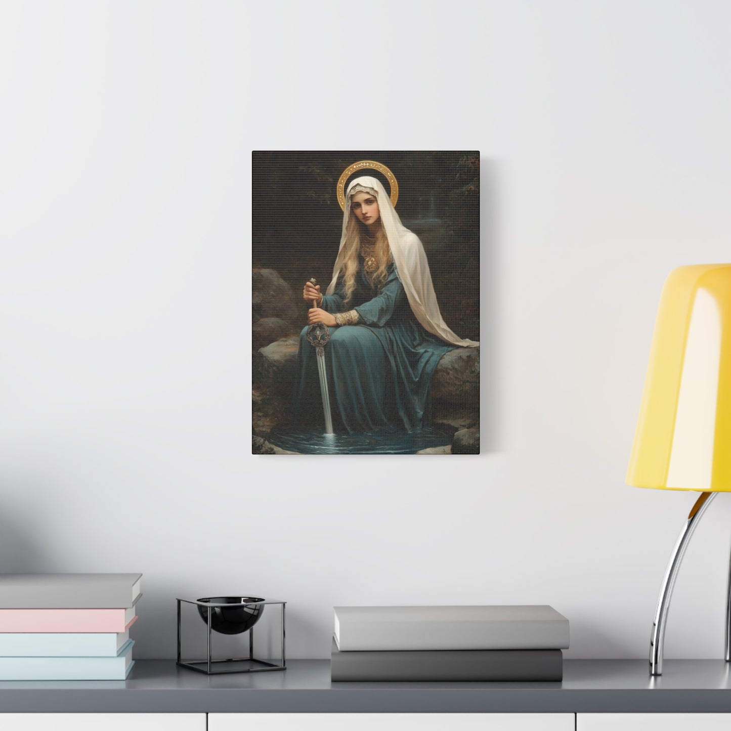 Saint Winifred - Museum Wrapped Canvas - Print - Religious Art for your Home - Christian print - Prayer Room Art - Catholic