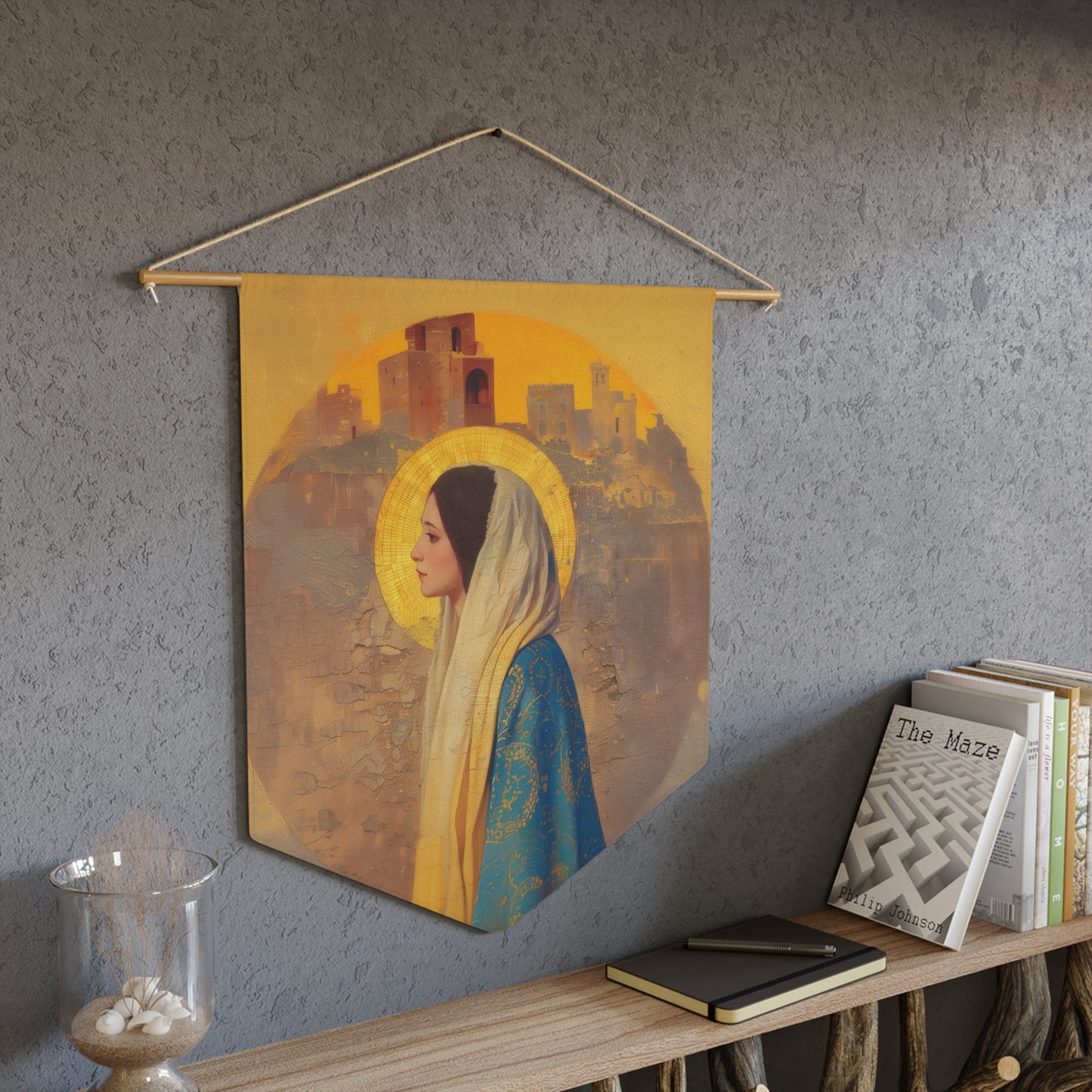 Mary of Nazareth - Mother Mary - Marian Title - Virgin Mary - Pennant / Banner / Wall Hanging - Catholic Art - Large - 18" x 21"